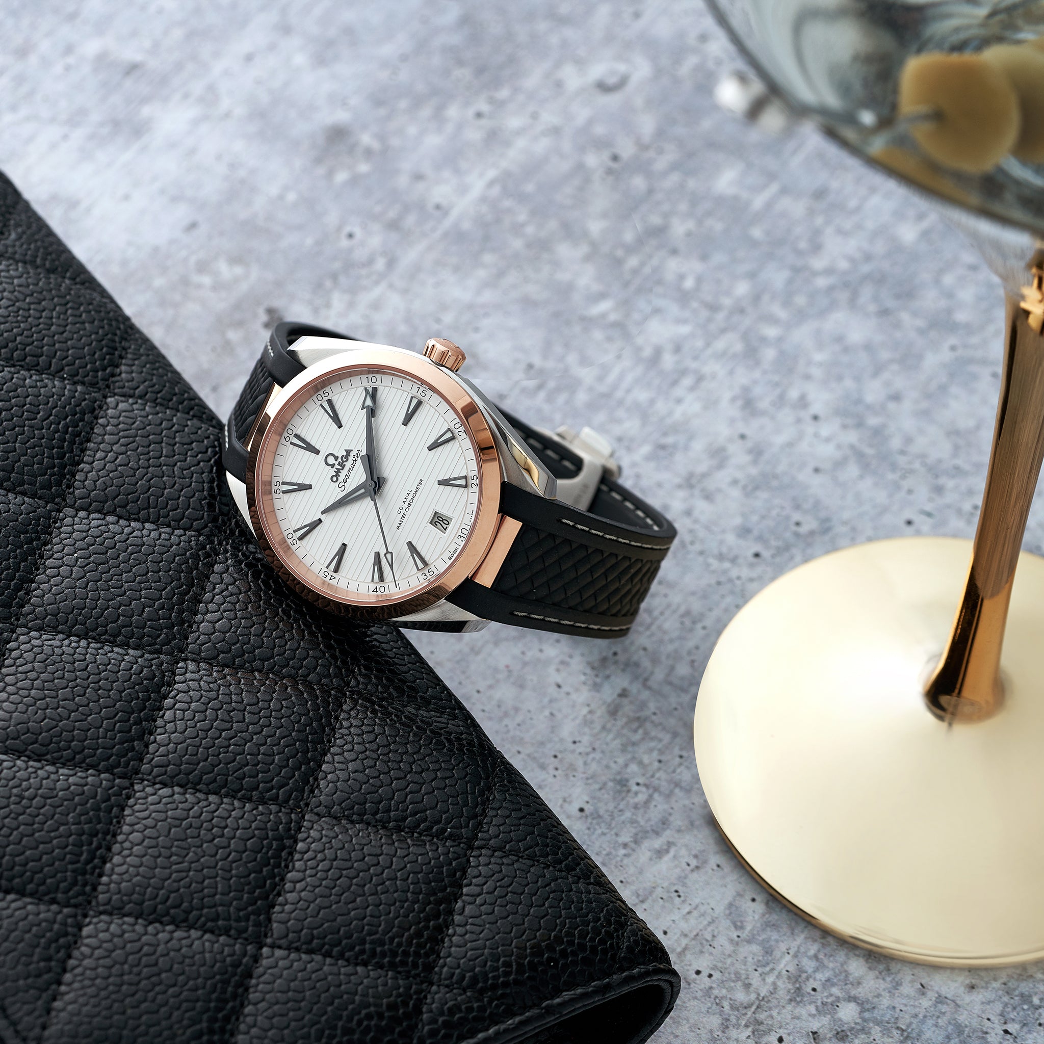 Seamaster Aqua Terra 150M Co-Axial Master Chronometer 41mm In Two-Tone With White Dial On Rubber Strap(1:1 replica) - Top club
