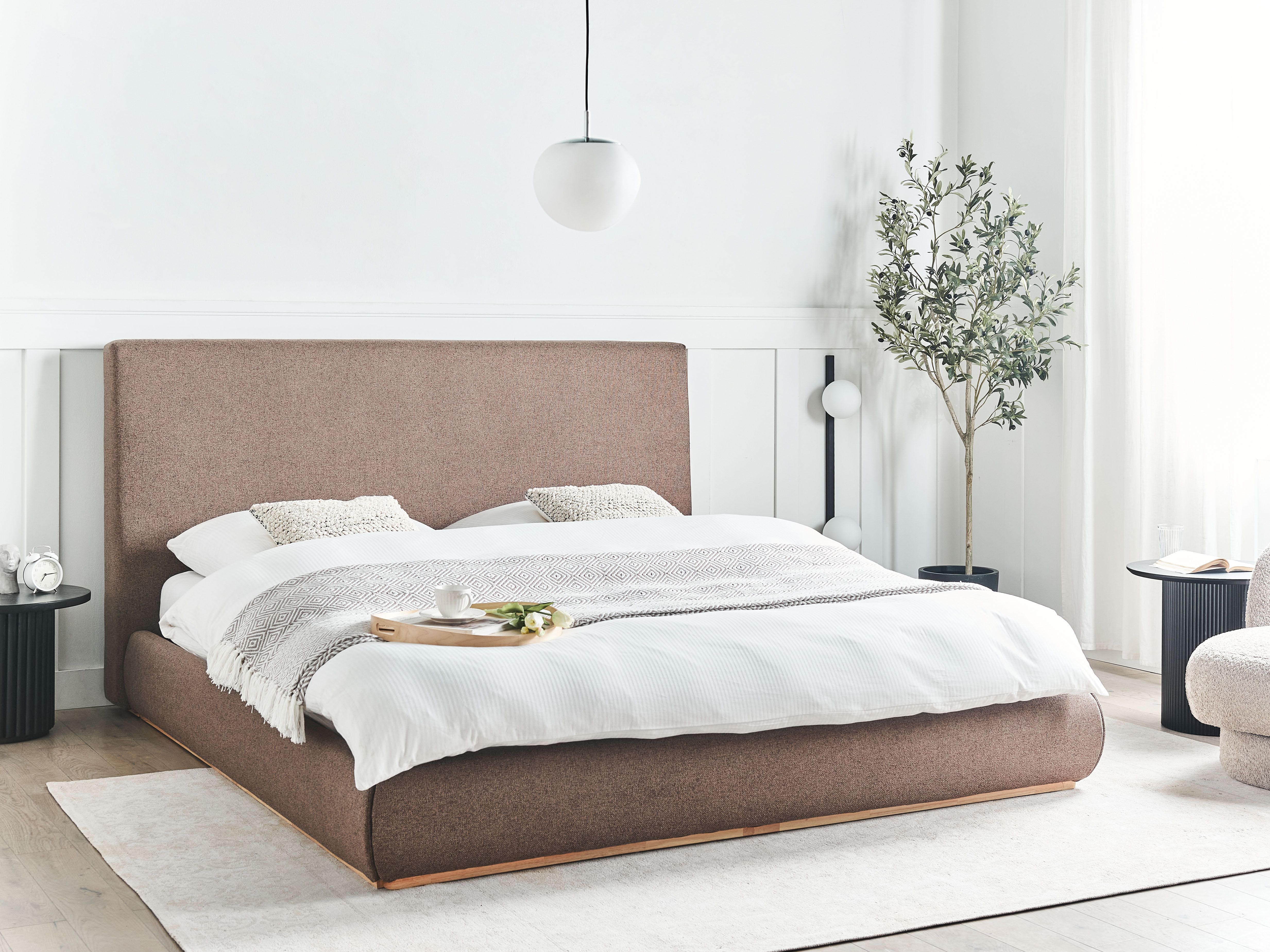 Ottoman Bed Fabric CAMPAGNE 180 x 200 cm (EU Super King) Dark Brown