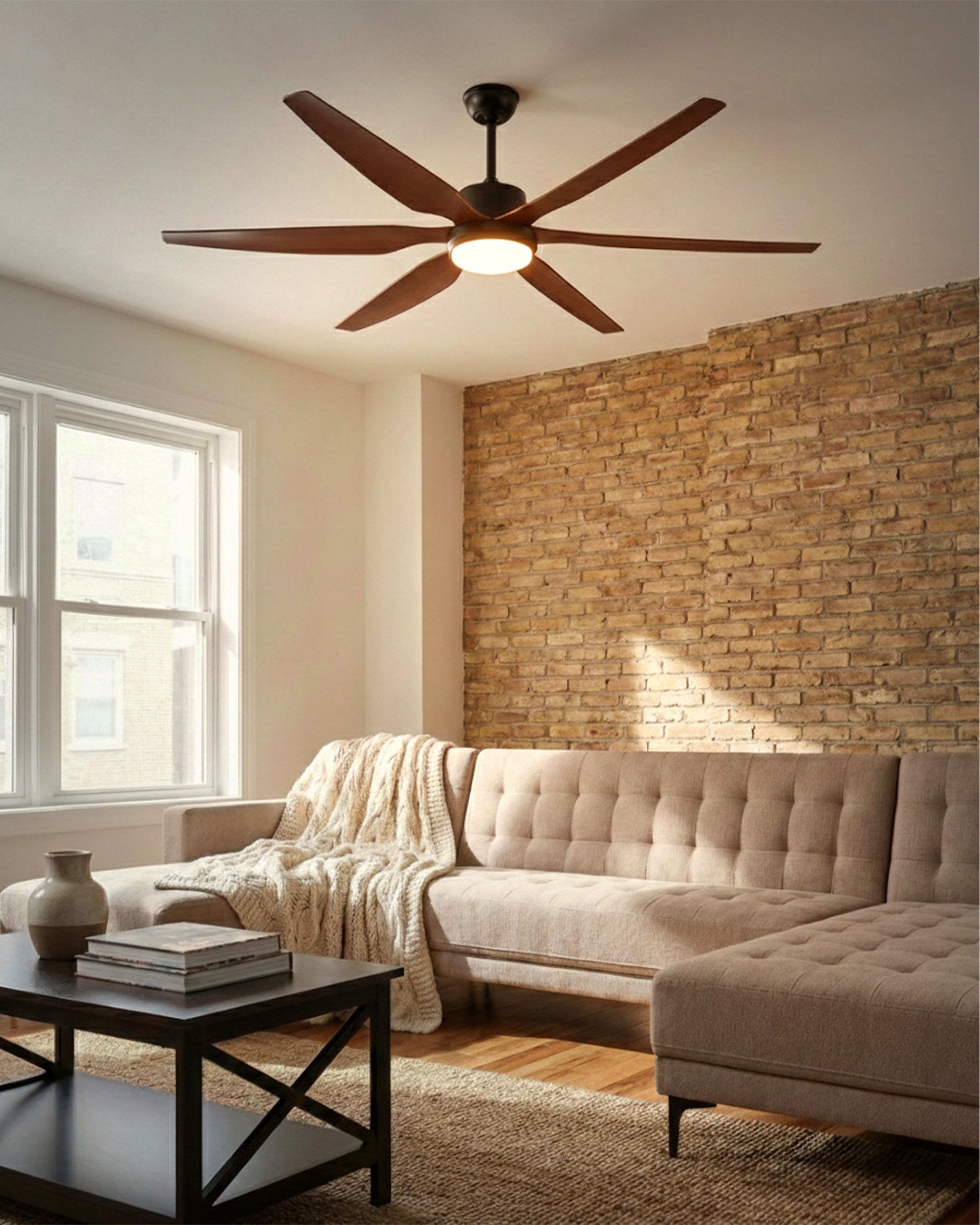 Ceiling Fan with Light VERDURE with Remote LED Brown