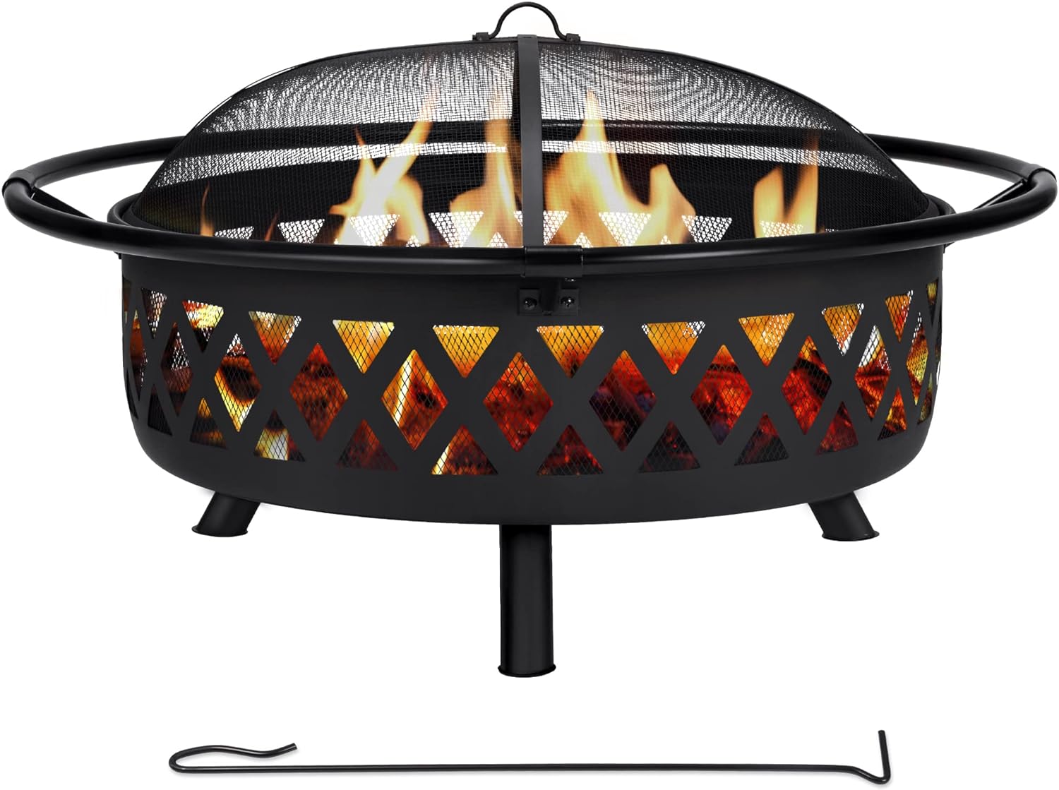 SUNCREAT 42-Inch Wood Burning Patio Fire Pit, Black, 42.1 Inch Diameter x 25.2 Inch High - Image 3 SUNCREAT 42-Inch Wood Burning Patio Fire Pit, Black, 42.1 Inch Diameter x 25.2 Inch High - Image 3