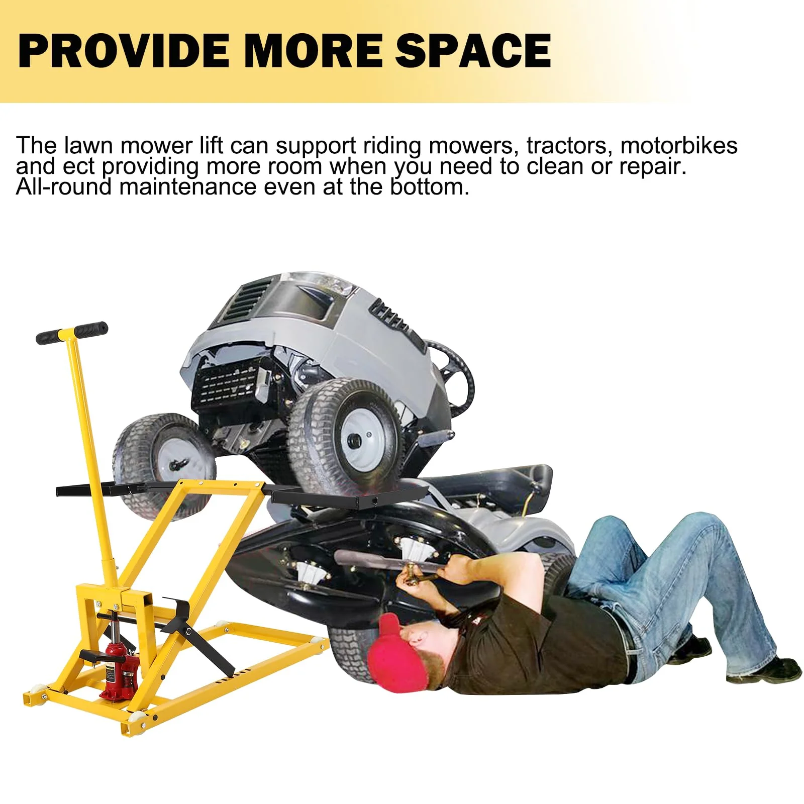 Lawn Mower Lift With Hydraulic Jack, 26 Inches, 500 LBS, Solid Steel - PHO_13L5VR2X2L - Image 10 Lawn Mower Lift With Hydraulic Jack, 26 Inches, 500 LBS, Solid Steel - PHO_13L5VR2X2L - Image 10