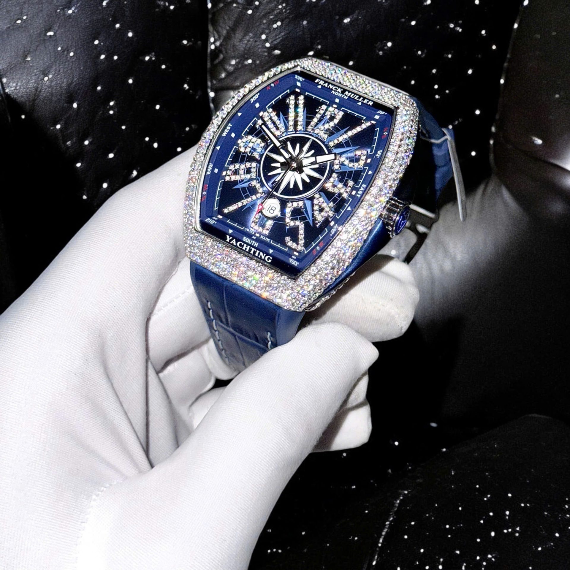 Franck Muller V45 Replica 11 Watch Custom Moissanite Diamonds 45mm - Top club