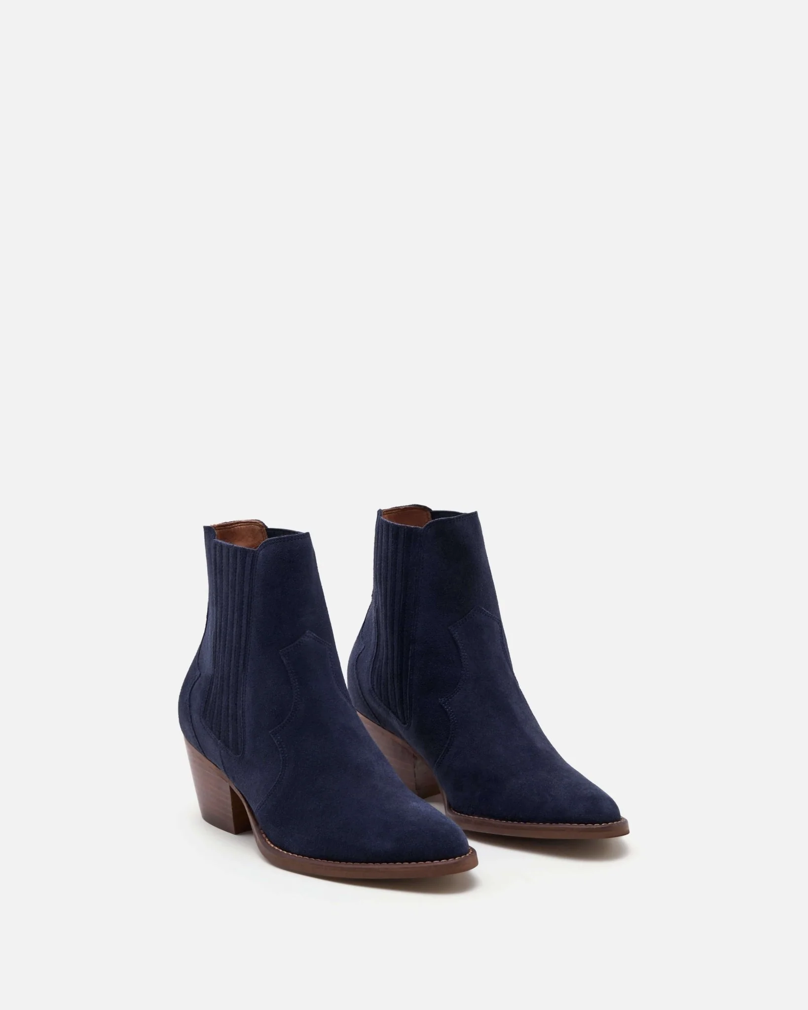 BOTTINES ELSIE/VEL - En cuir velours à talons marine
