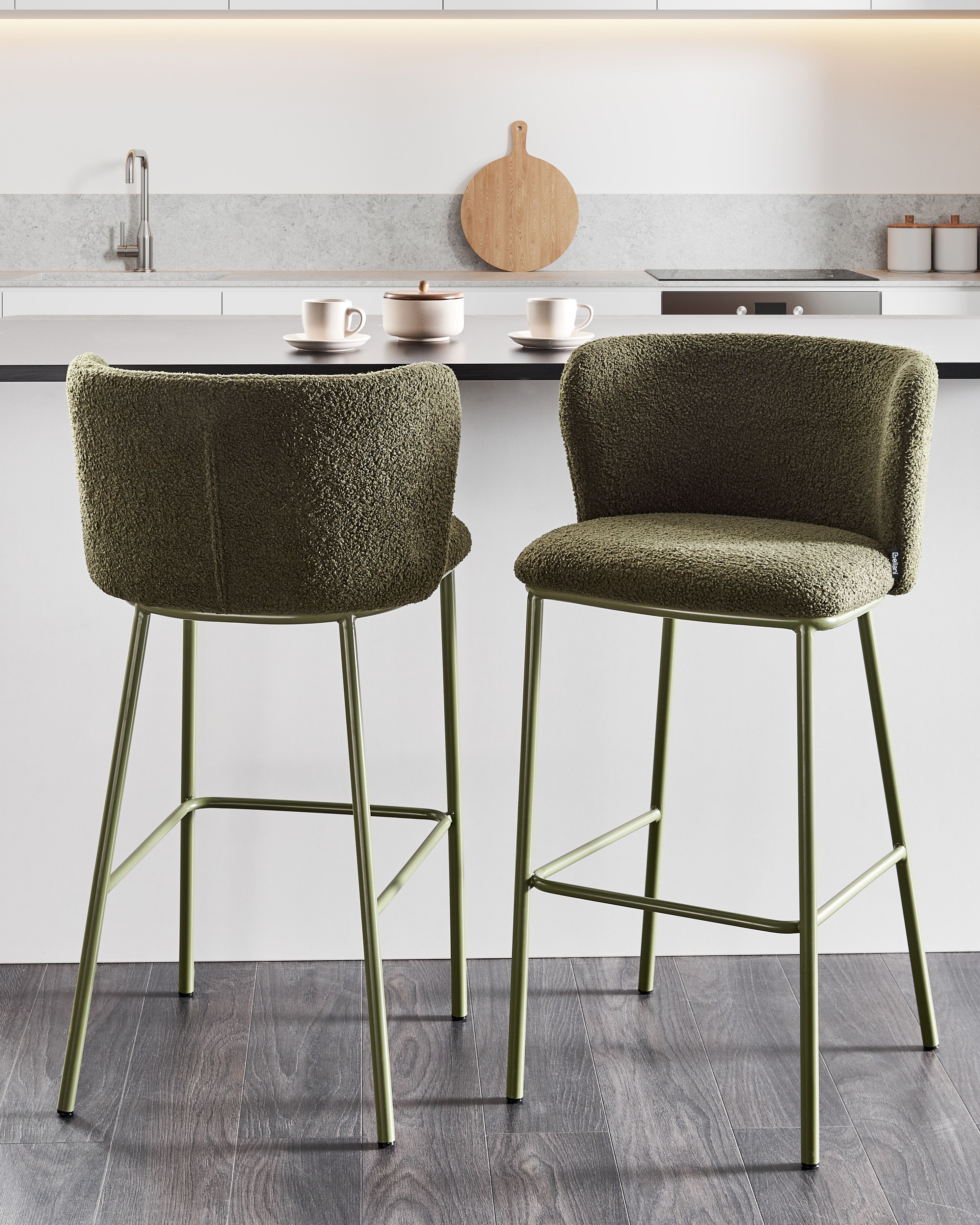 Set of 2 Bar Chairs MINA II Green