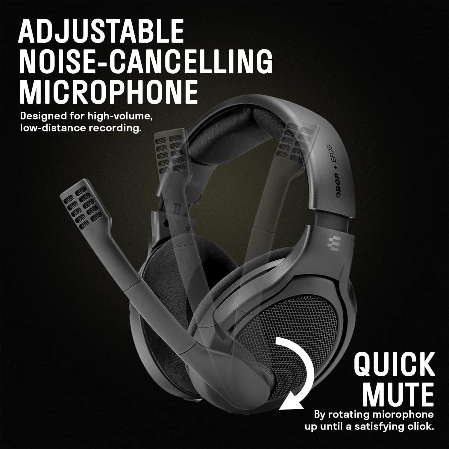 DROP + EPOS PC38X Gaming Headset Noise-Cancelling Microphone with Over-Ear Open-Back Design, Velour Earpads, Compatible with PC, PS4, PS5, Switch, Xbox, Mac, Mobile, and More (Black)