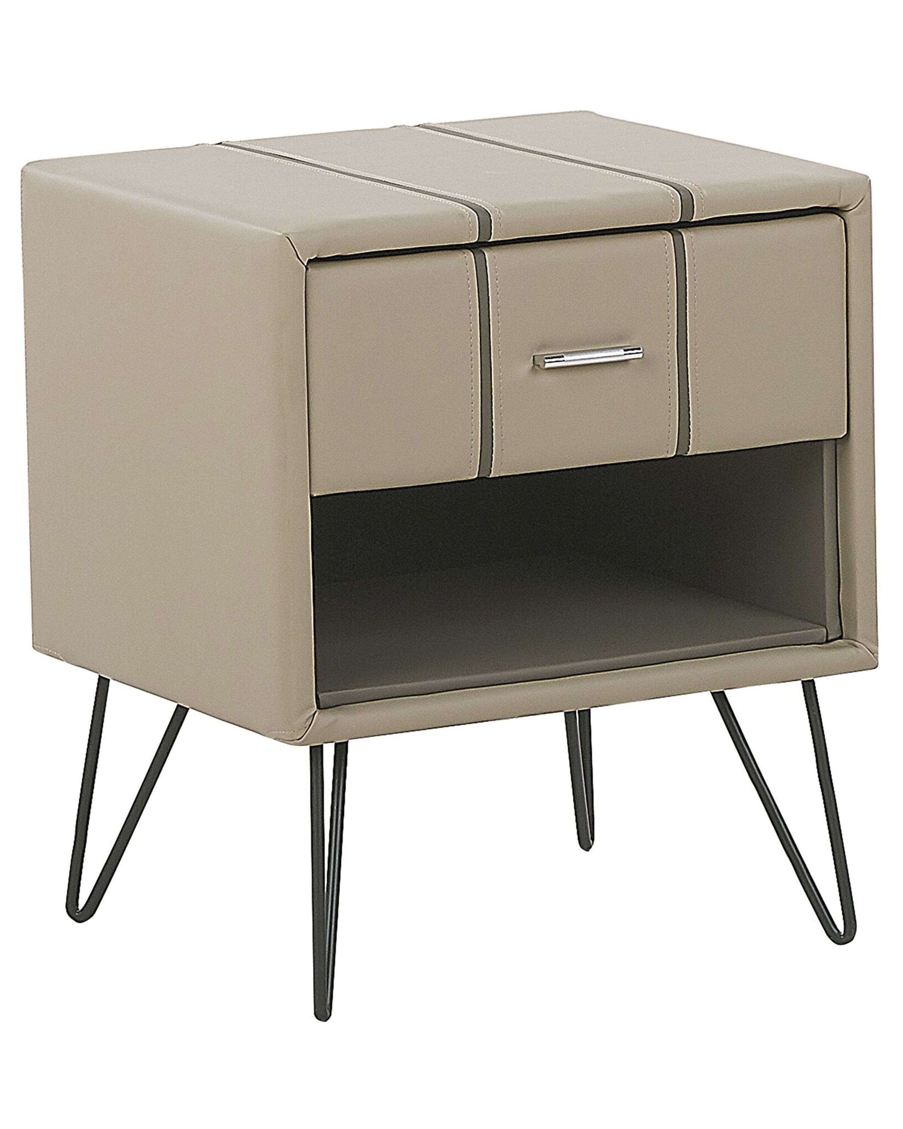 1 Drawer Bedside Table BETIN Faux Leather Beige