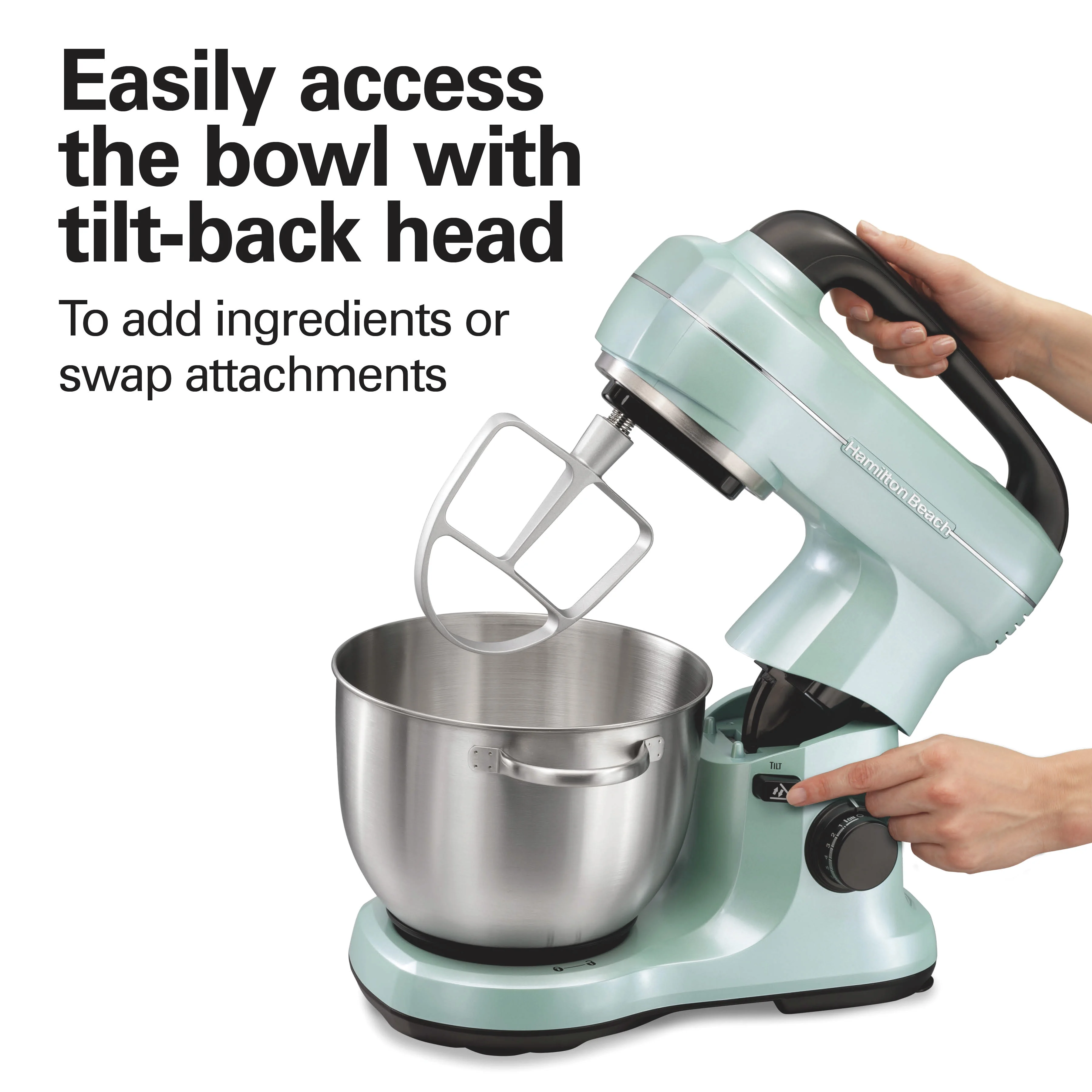 Hamilton Beach 4 Quart Stand Mixer for Kitchen, 7 Speeds, Tilt-Head, Dough Hook, Whisk & Flat Beater, Black - Image 45