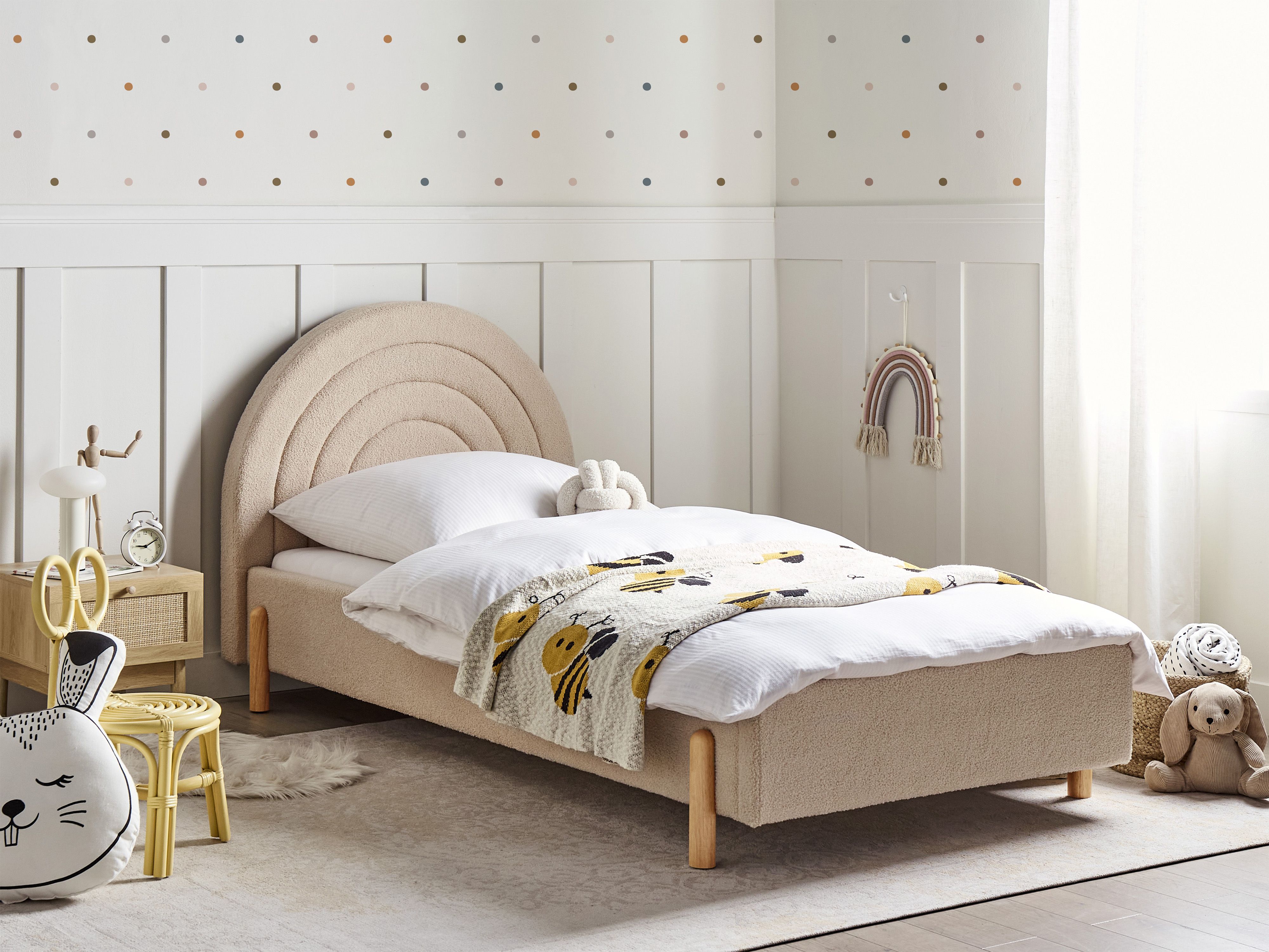 Kids Bed Boucle ANET 90 x 200 cm (EU Single) Beige