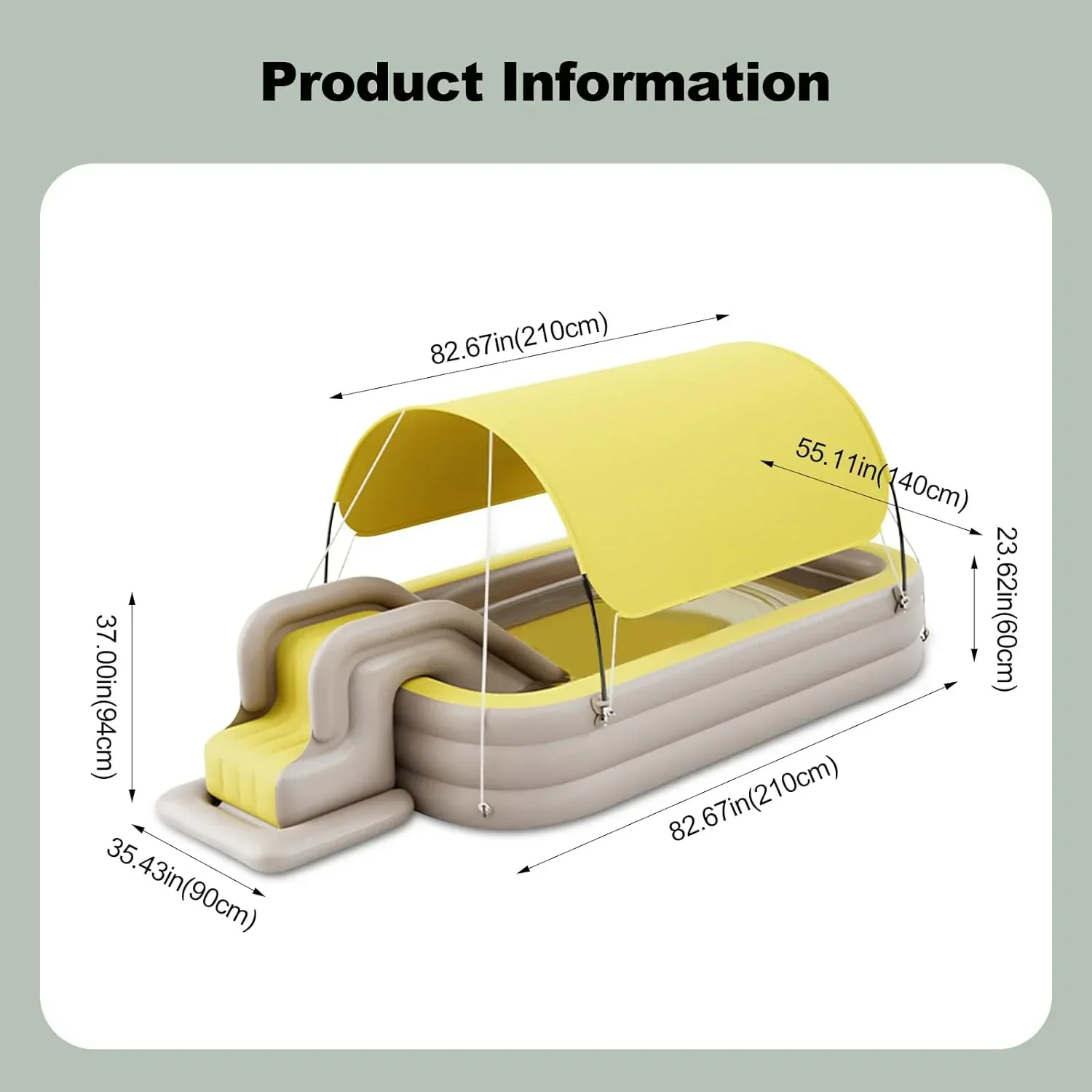 Ergocar Inflatable Swimming Pool With Water Slide And Awning - 2.1 Meters, Three Layers - Image 11 Ergocar Inflatable Swimming Pool With Water Slide And Awning - 2.1 Meters, Three Layers - Image 11