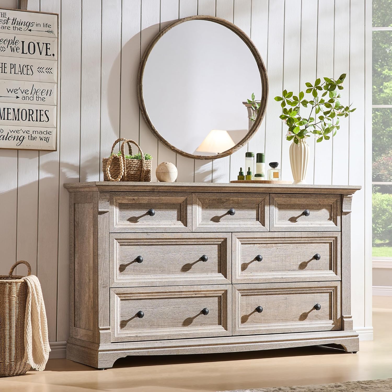 T4TREAM Farmhouse 7 Drawers Dresser for Bedroom, 54