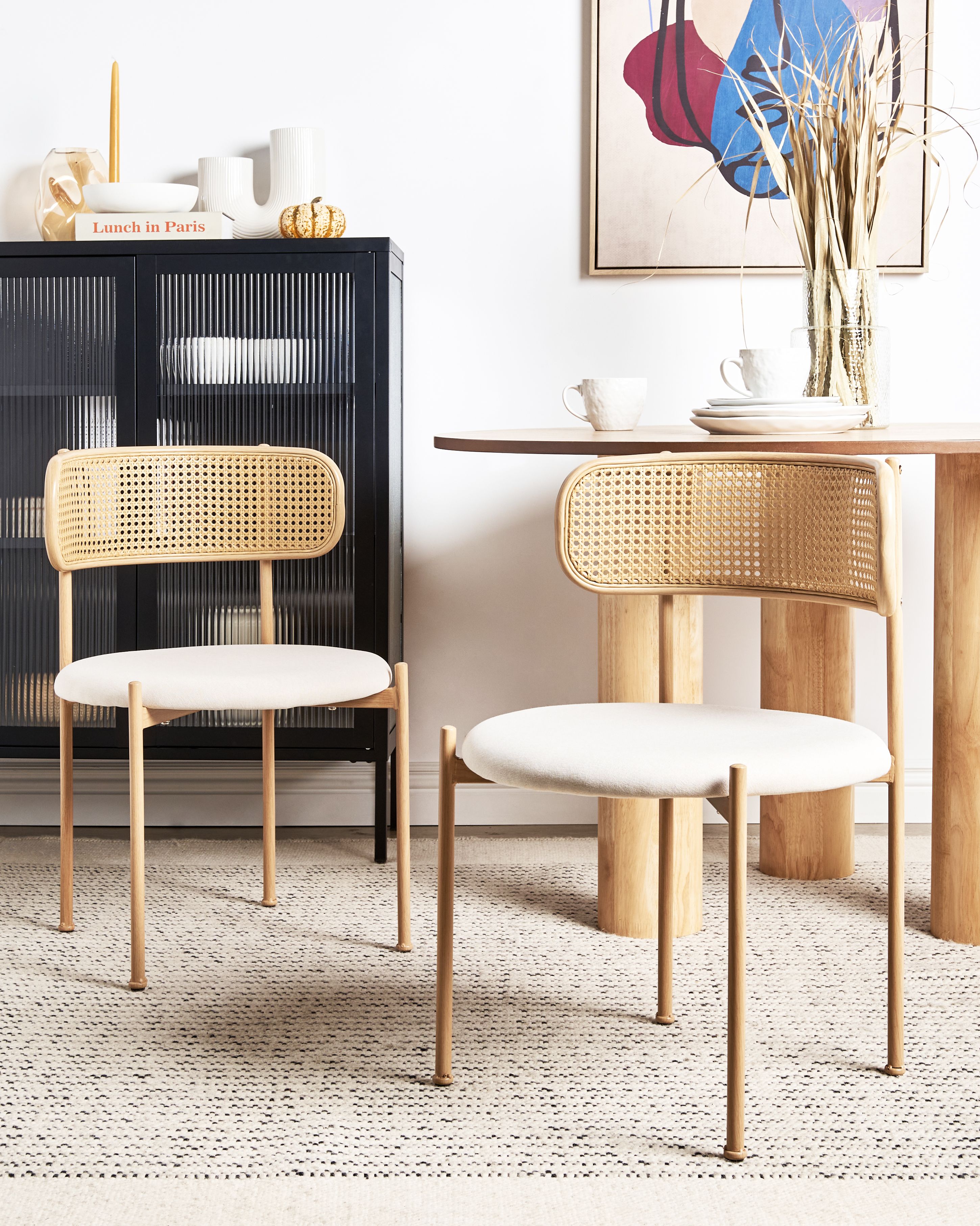 Set of 2 Dining Chairs ANDOVER Metal Light Beige