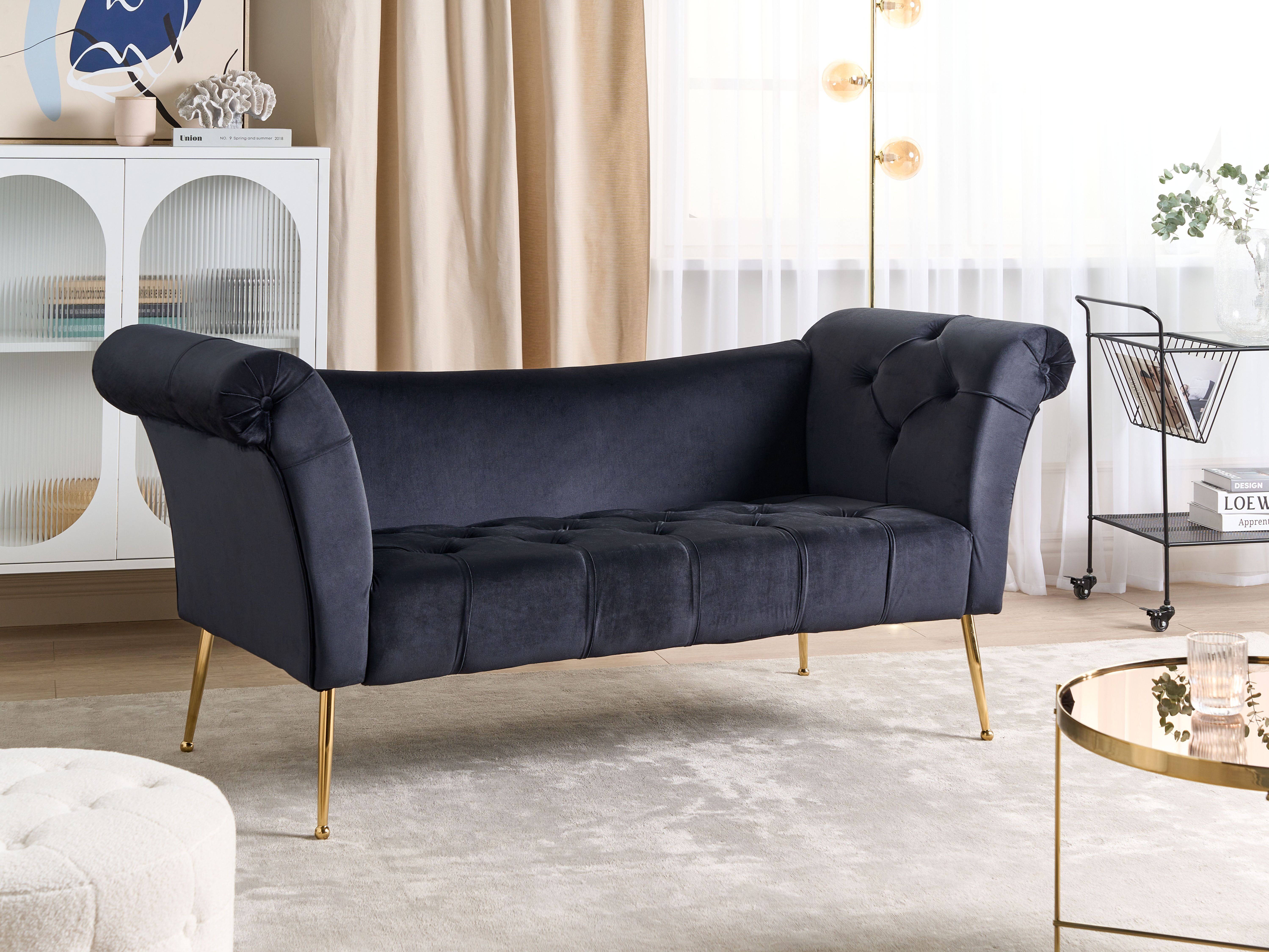 Chaise Longue NANTILLY Velvet Black