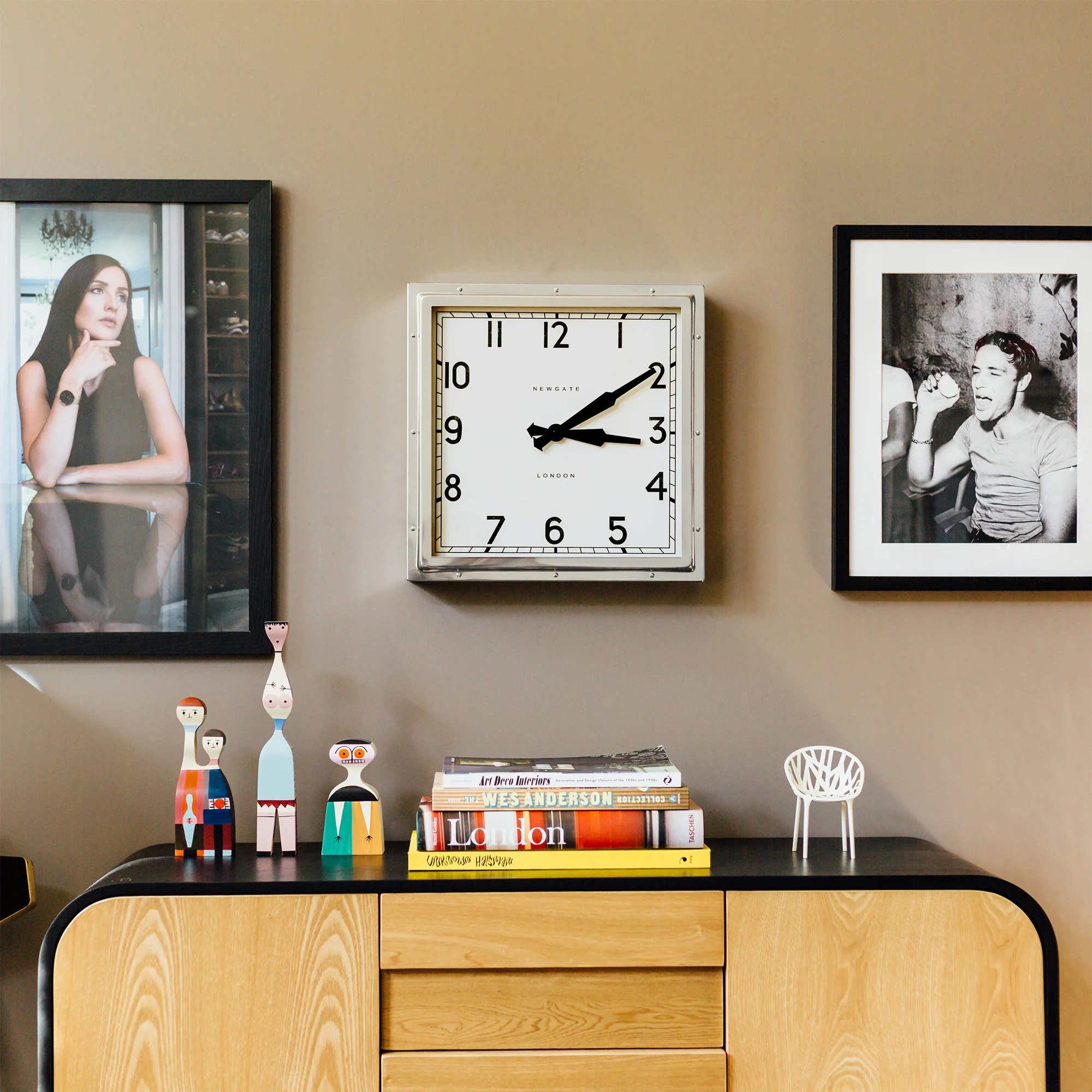 Newgate Quad wall clock in stainless steel