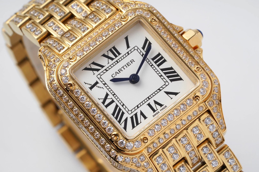 Cartier Cheetah Full of Diamonds Ladies 37MM-Golden(1:1 replica) - Top club