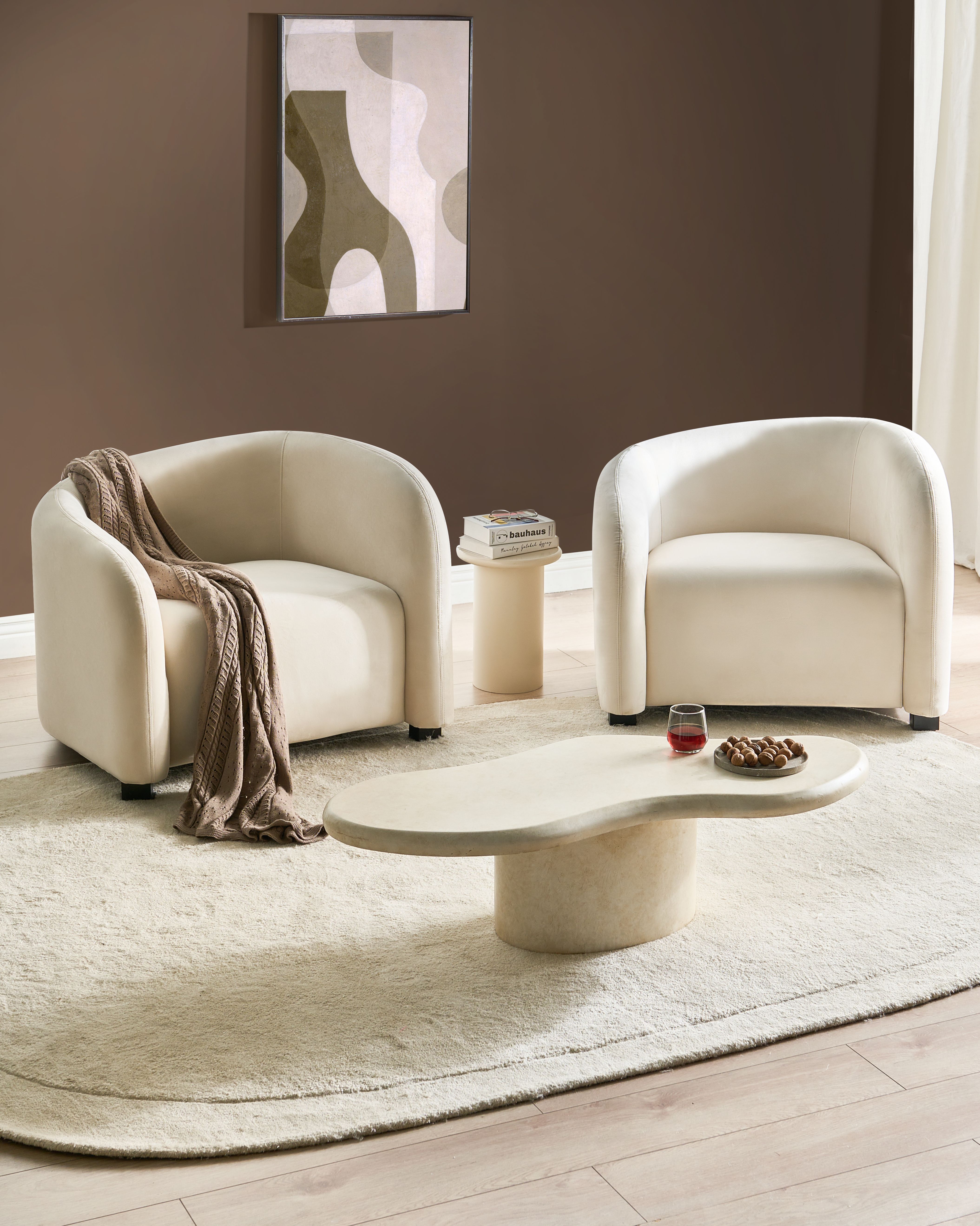 Set of 2 Armchairs VELTADA Velvet Off-White