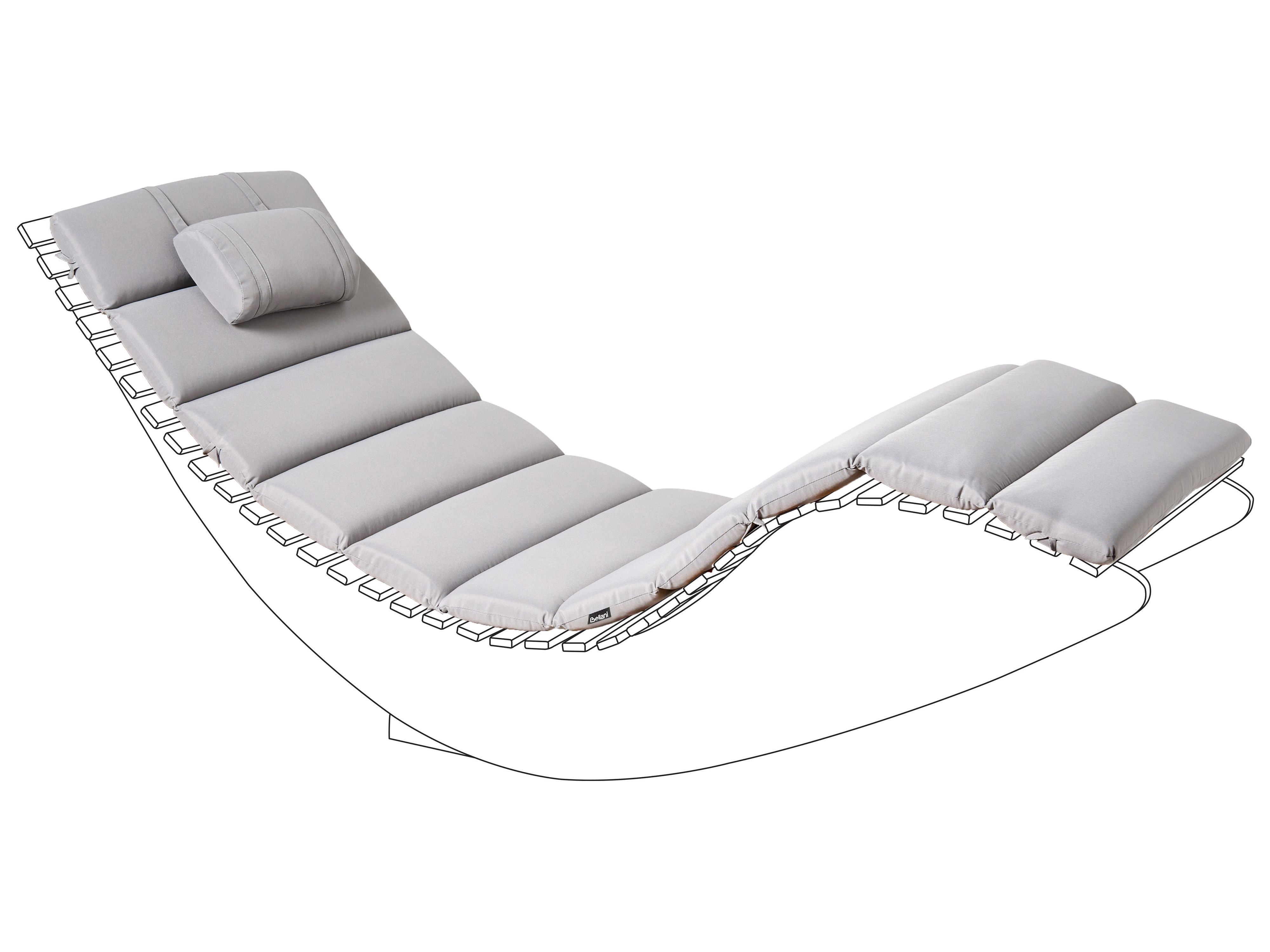 Sun Lounger Pad Cushion BRESCIA PREMIUM 180 x 60 cm Light Grey