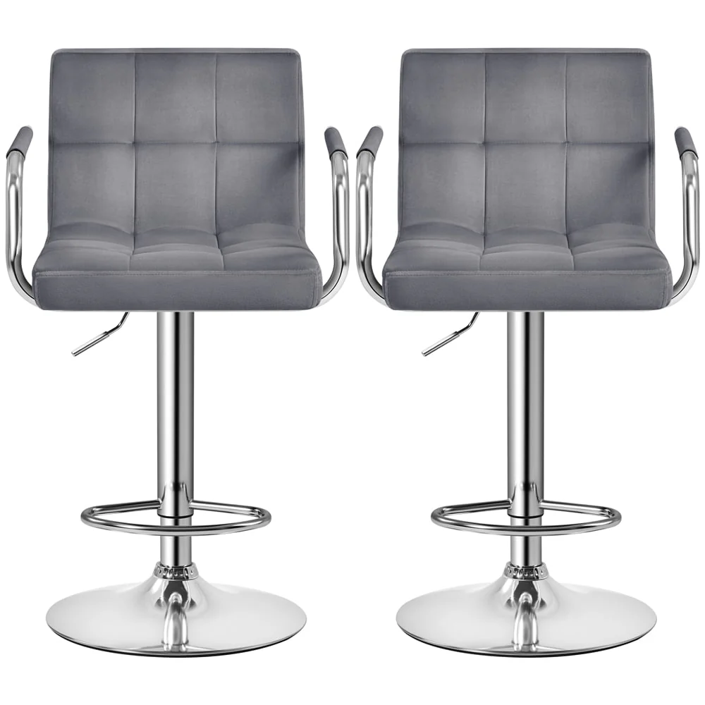 Yaheetech 2pcs PU Leather Adjustable Bar Stools for Dining Room, Black - Image 8