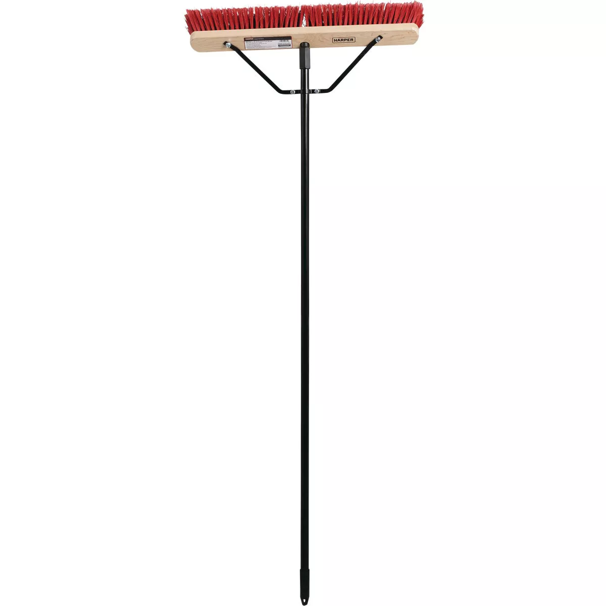 Harper 24 In. Red Bordered Indoor/Outdoor Block Push Broom with 15/16 In. X 60 In. Threaded Metal Handle and Steel Brace