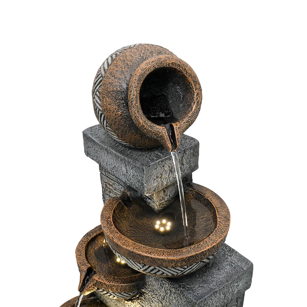 SunJet 5-Tiers Indoor/Outdoor Garden Water Fountain - 42.5inches Modern Floor-Standing Cascading Water Feature - Suitable for Deck, Patio, Porch, Yard Decor - Image 9