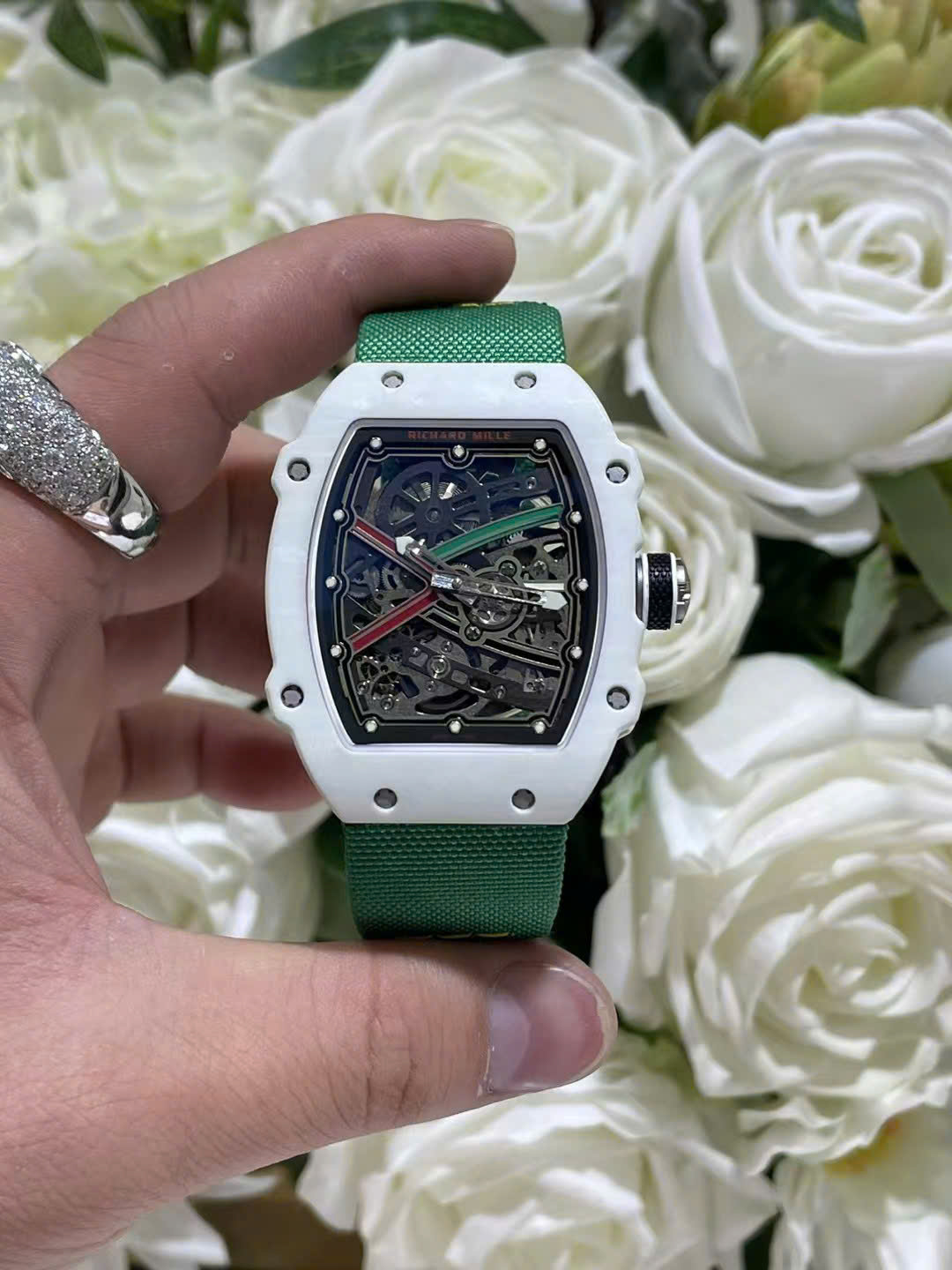 Richard Mille RM67-02 White Carbon Best Replica Watches Weight 37 Grams 38.7×47.52mm - Elite Watch Atelier