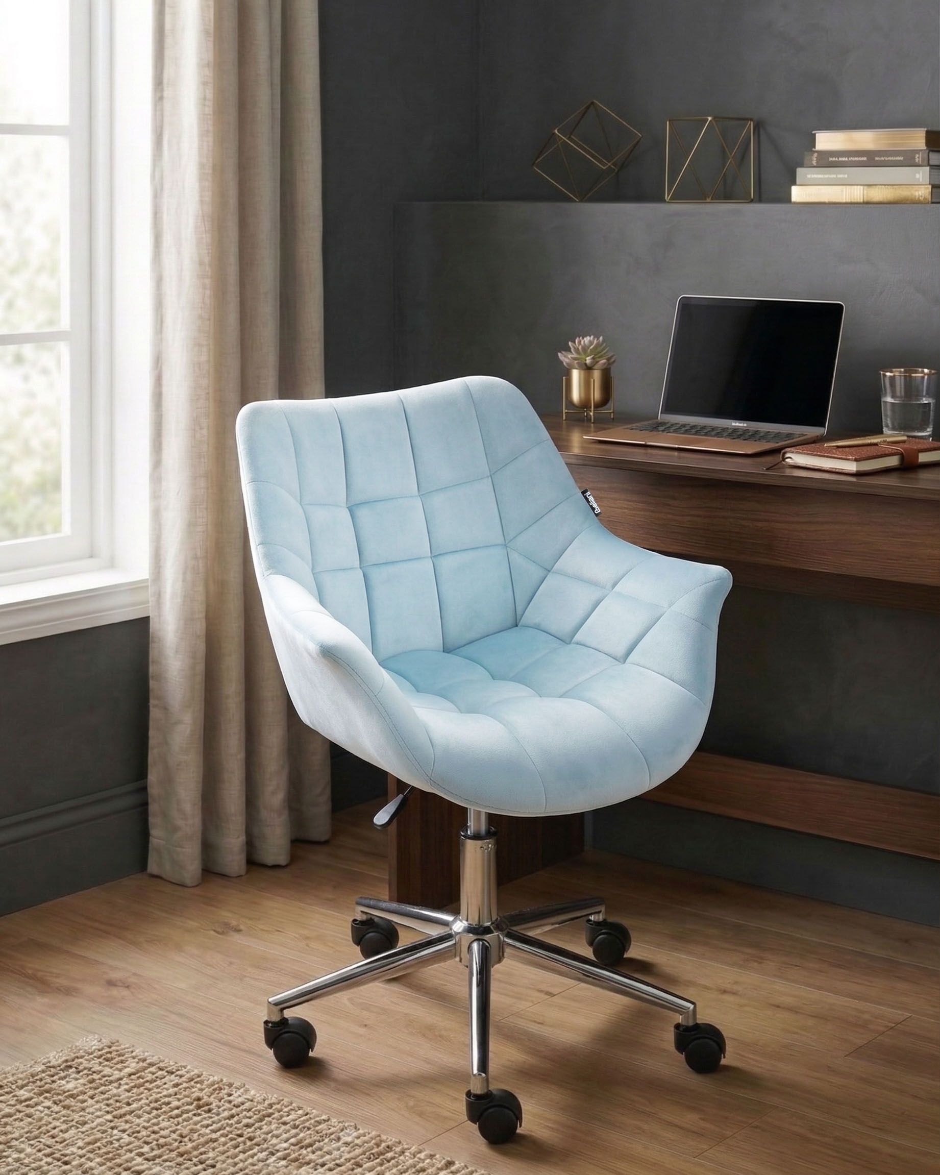 Desk Chair LABELLE Velvet Light Blue