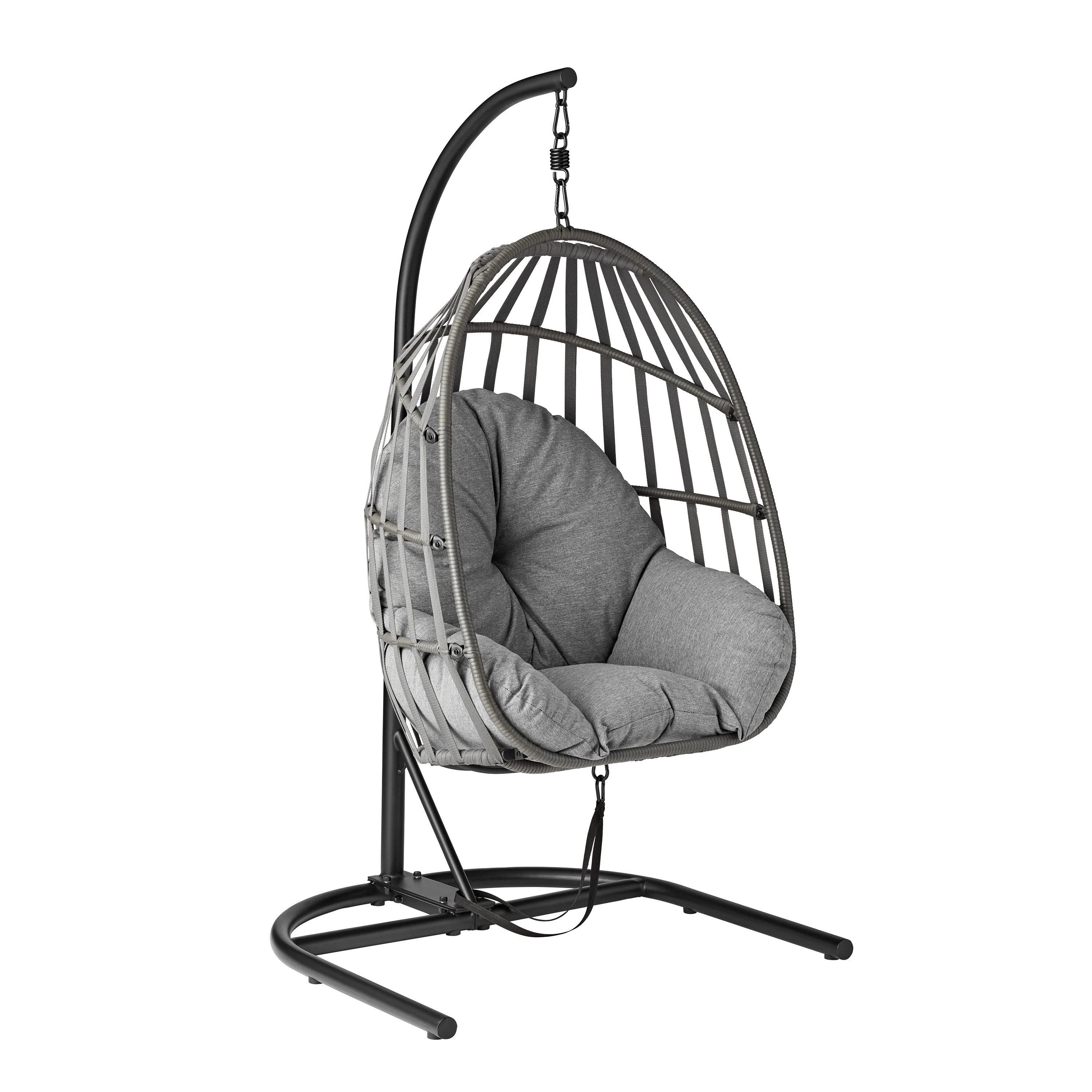 Mainstays Outdoor Wicker Patio Hanging Egg Chair, Gray - Image 2