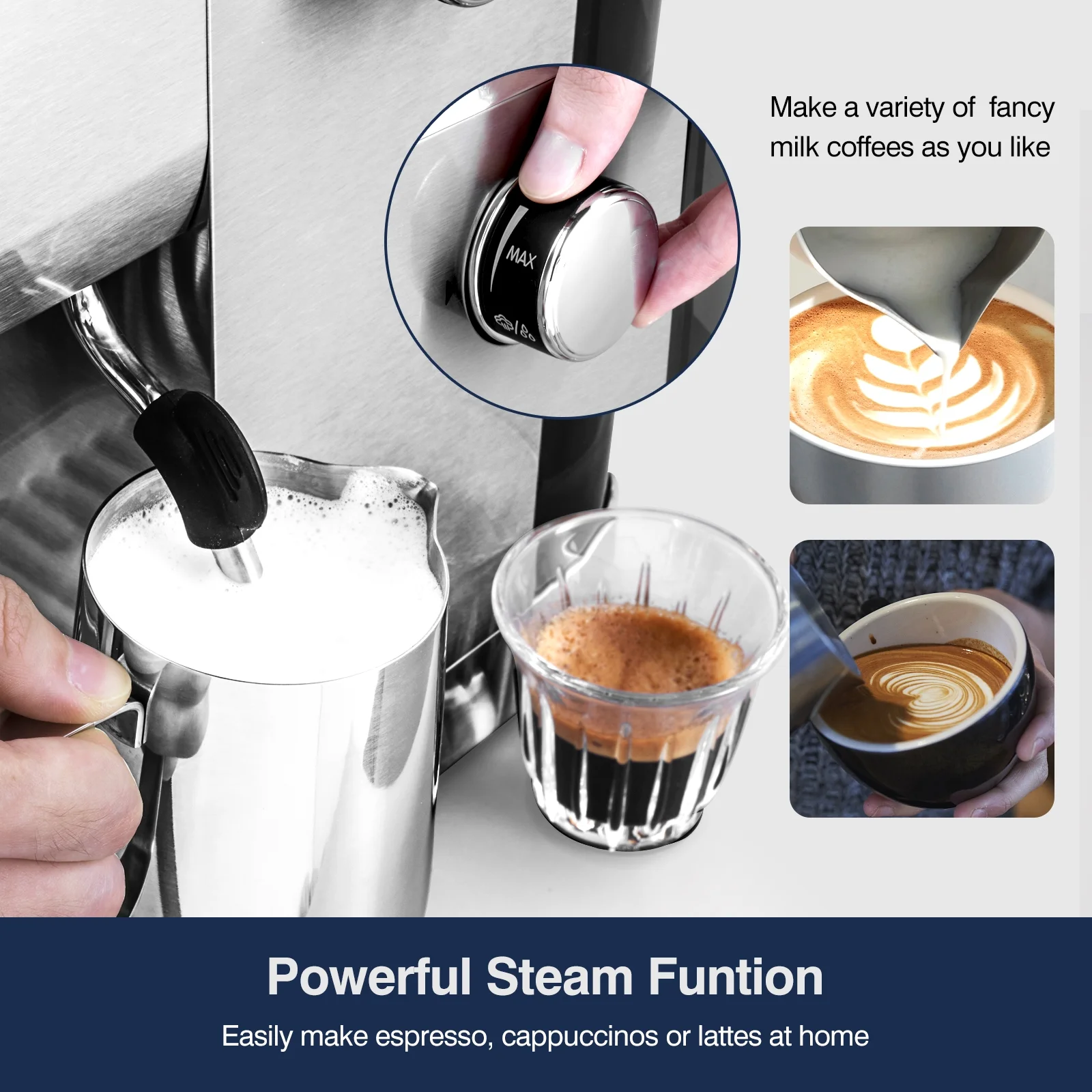 Sunmaki Espresso Machine High Pressure Professional Coffee Cappuccino for Espresso,Latte,Macchiato Maker