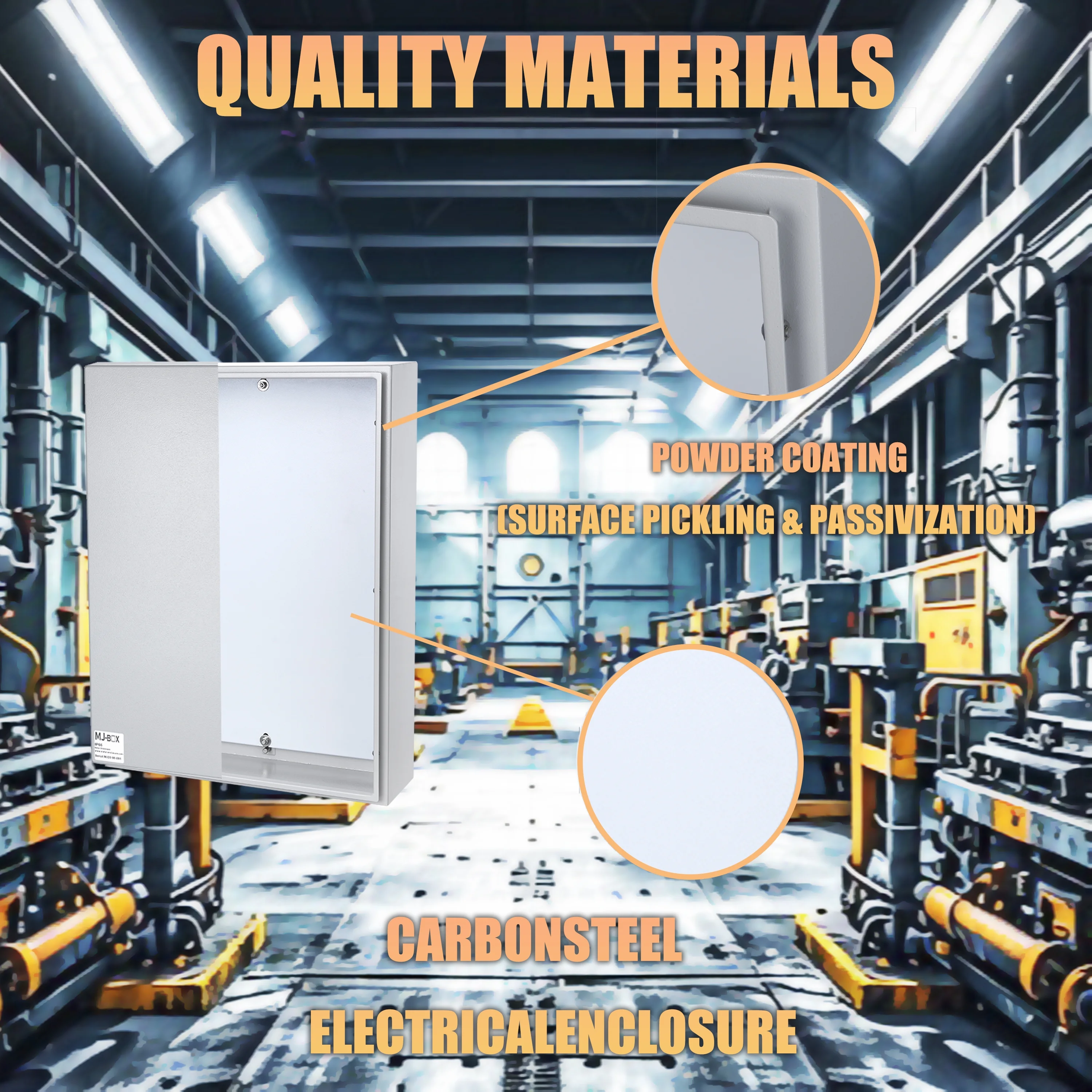 Autovo 24 x 16 x 8 In  Carbon Steel Electrical Enclosure Box Waterproof  IP66 Wall Mount Junction Box with Mounting Plate