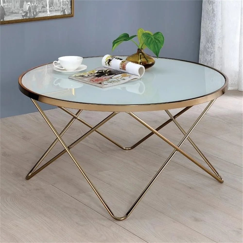 Bowery Hill Coffee Table in Frosted Glass and Champagne
