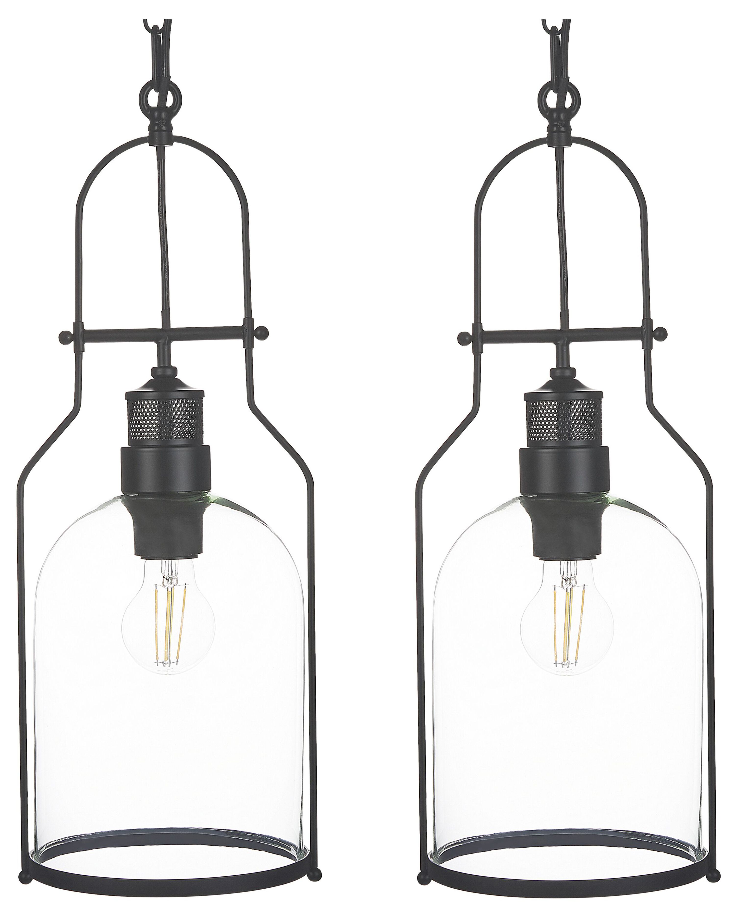 Set of 2 Pendant Lamps BASHILO Metal Black