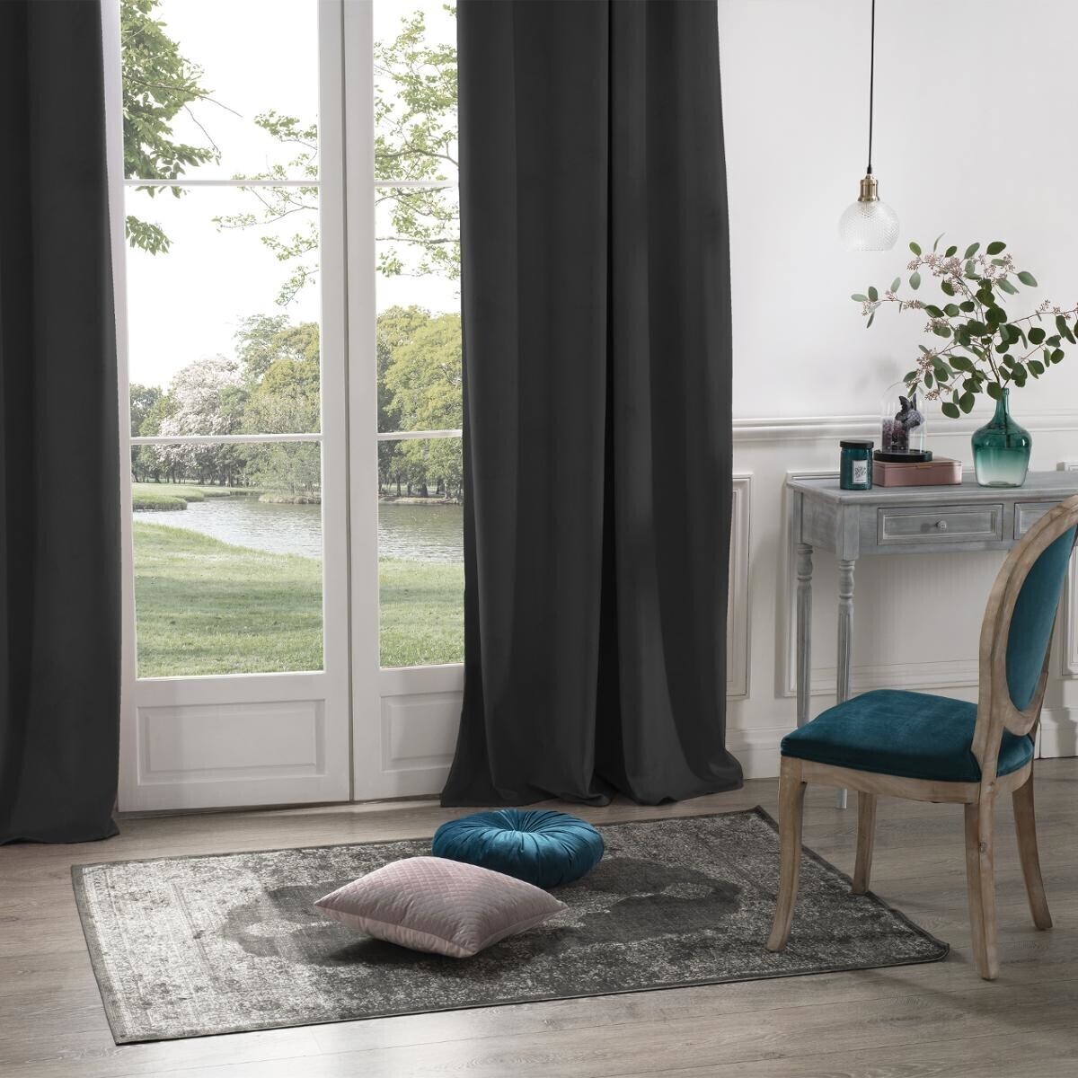 Blackout curtain "Dolce" velvet Slate grey, 140x260 cm