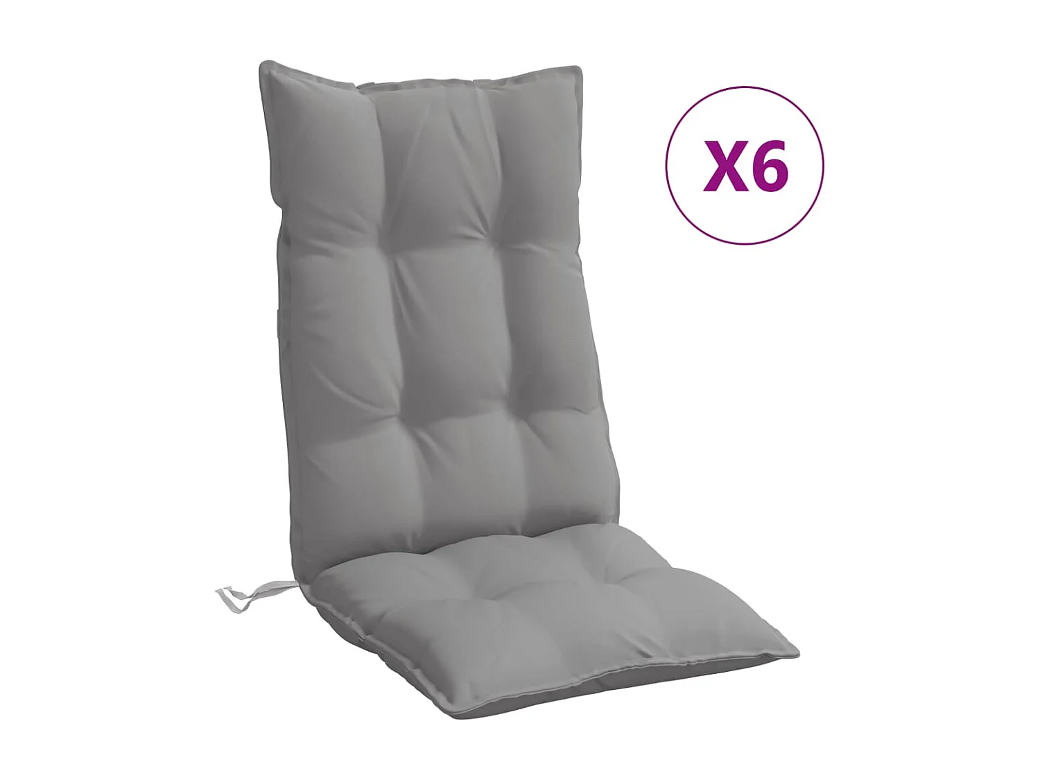 Coussins de chaise à dossier haut lot de 6 gris tissu oxford