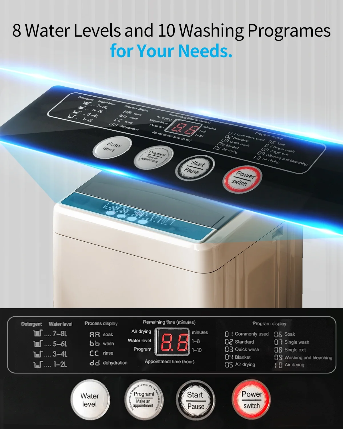 TABU Portable Washer and Dryer Set, 17.6LBS Compact Washing Machine & 13LBS Compact Dryer (Brown&White)