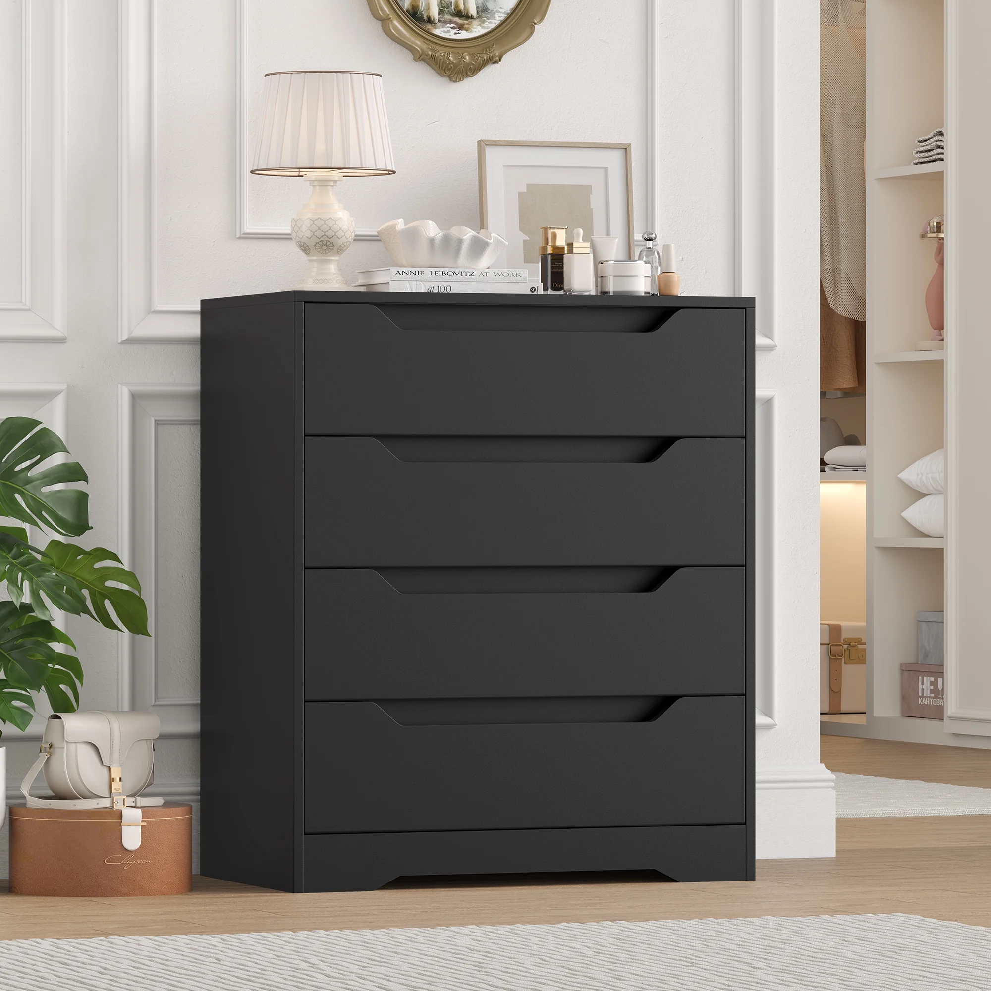 Homfa 4 Large Drawers Dresser, Modern Wood Chest of Drawers for Bedroom Hallway Living Room, White - Image 18
