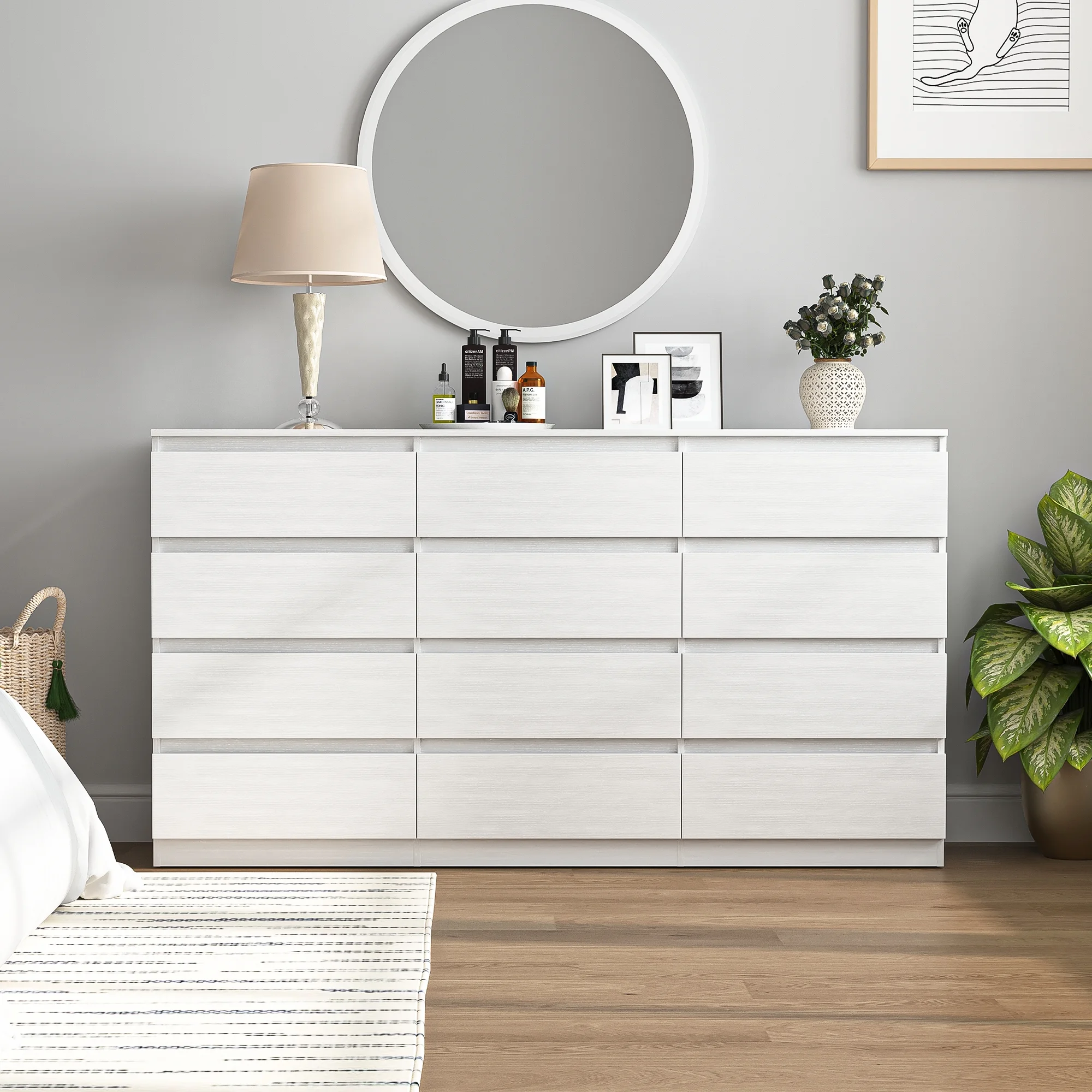 Kadyn White Chest of Drawer, 6 Double Drawer Dresser for Bedroom, Modern Storage Cabinet for Living Room, Dresser - Image 49
