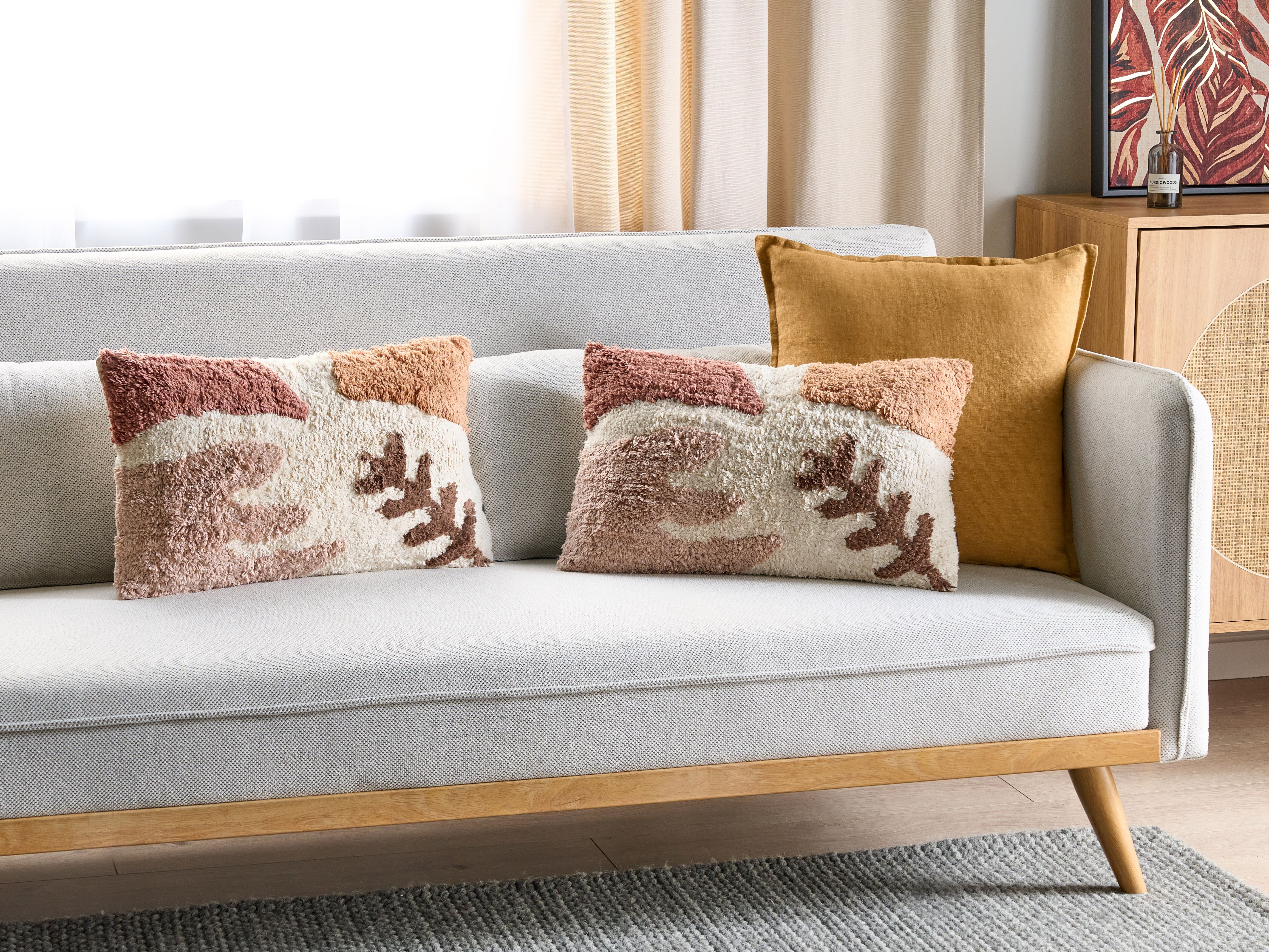 Set of 2 Decorative Cushions CAMASSIA Cotton 30 x 50 cm Beige Abstract Pattern