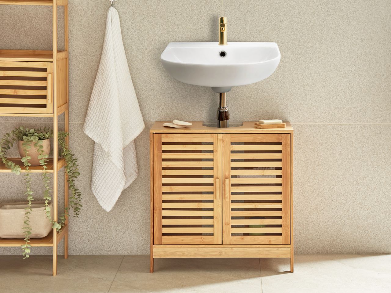 Vanity Unit MISSOULA Bamboo 60 cm Light Brown
