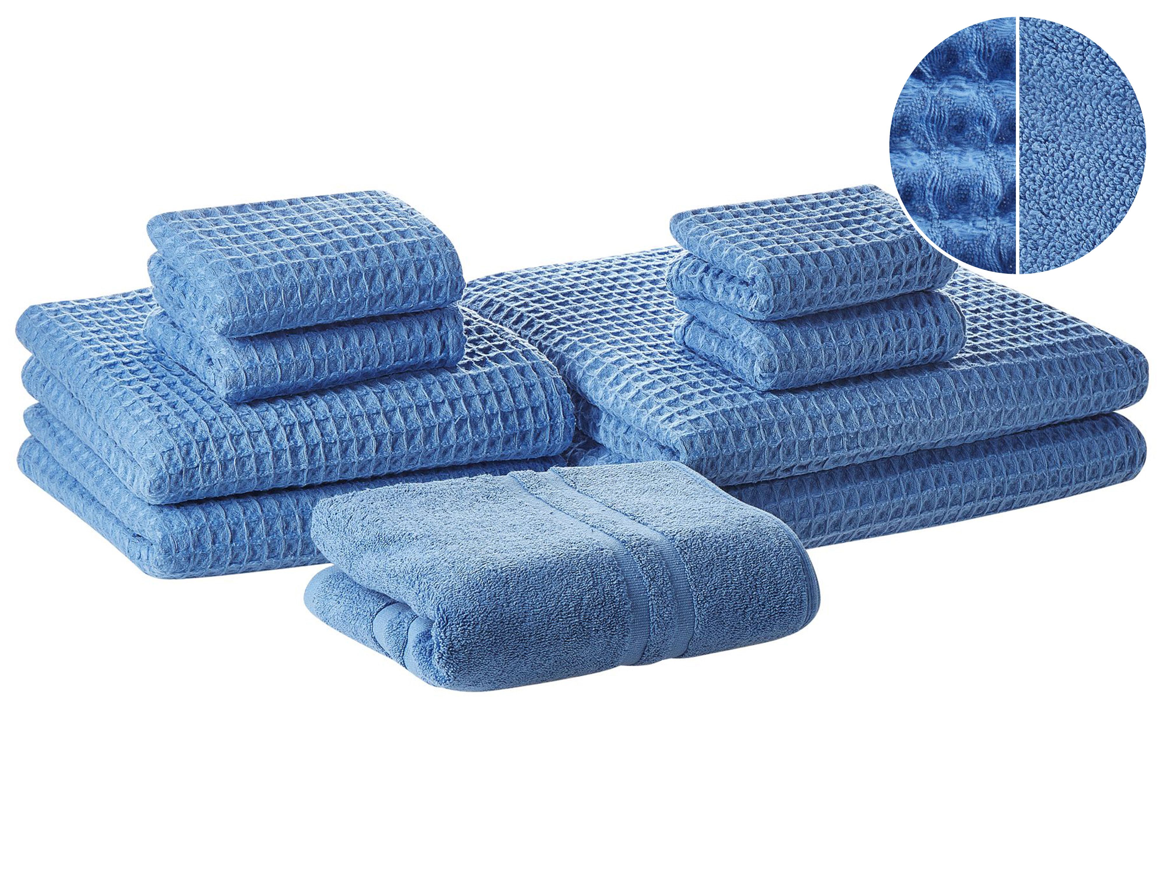 Set of 9 Towels AREORA Cotton Blue