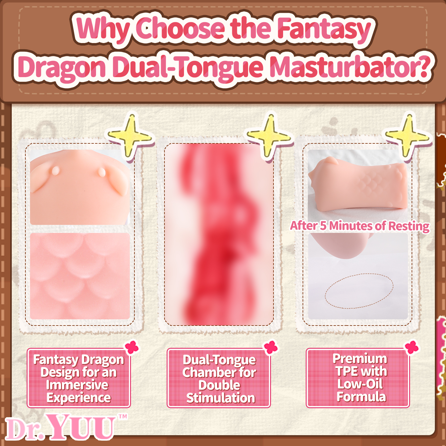 Detailed look at the soft dragon horns on the Dr.YUU hentai masturbator and oral sex toy.