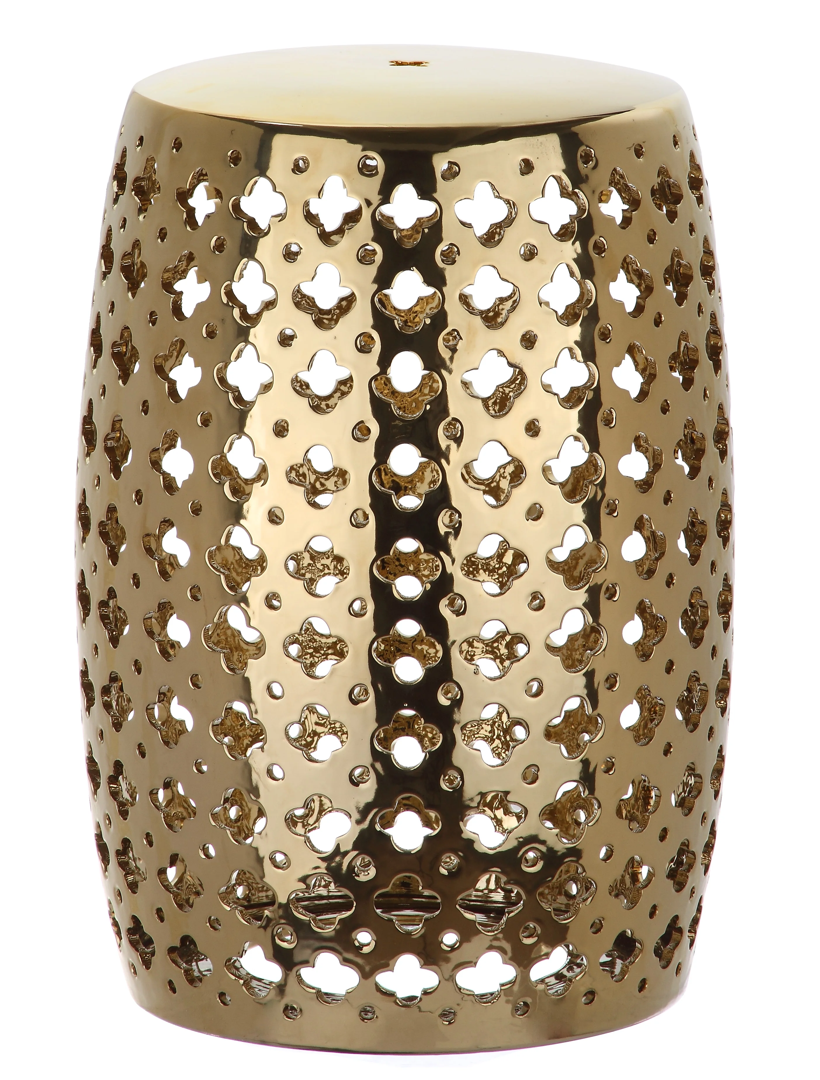 Safavieh Lacey Trellis Indoor/Outdoor Garden Patio Stool, Plated Gold - Image 2