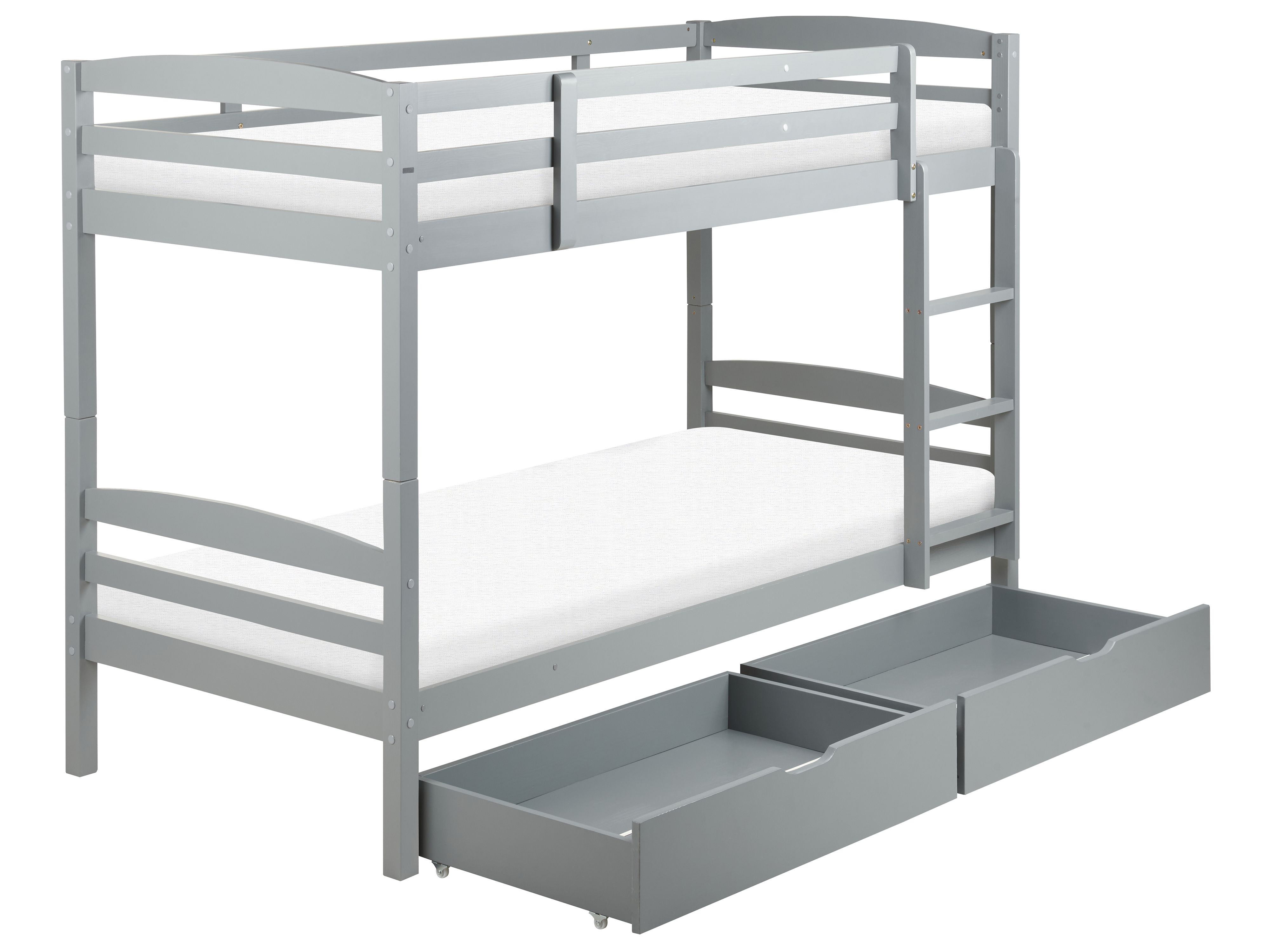 Bunk Bed with Drawers Pine Wood REGAT 90 x 200 cm (EU Single) Grey