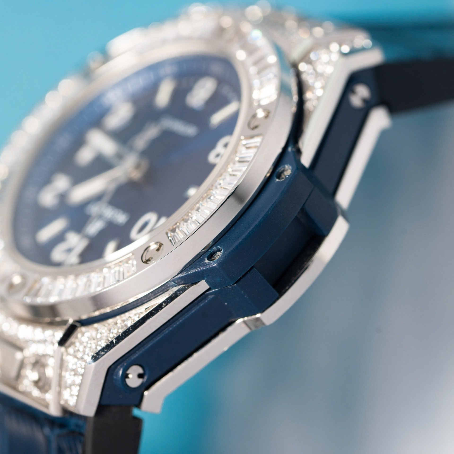 Hublot Replica 11 Watch Big Bang One Click Blue With Full Diamond 39mm - Top club