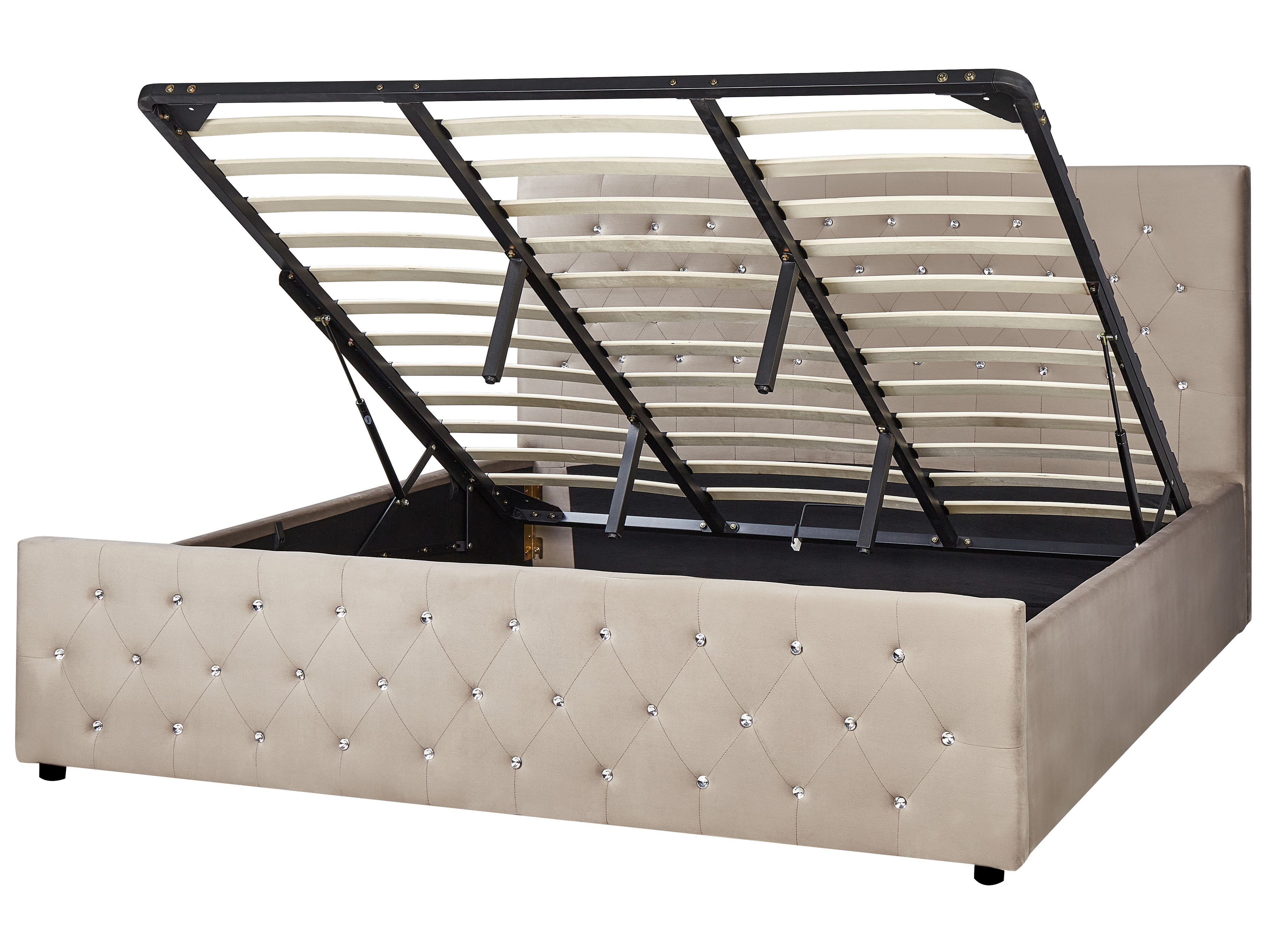 Ottoman Bed Velvet AMIENS 180 x 200 cm (EU Super King) Taupe
