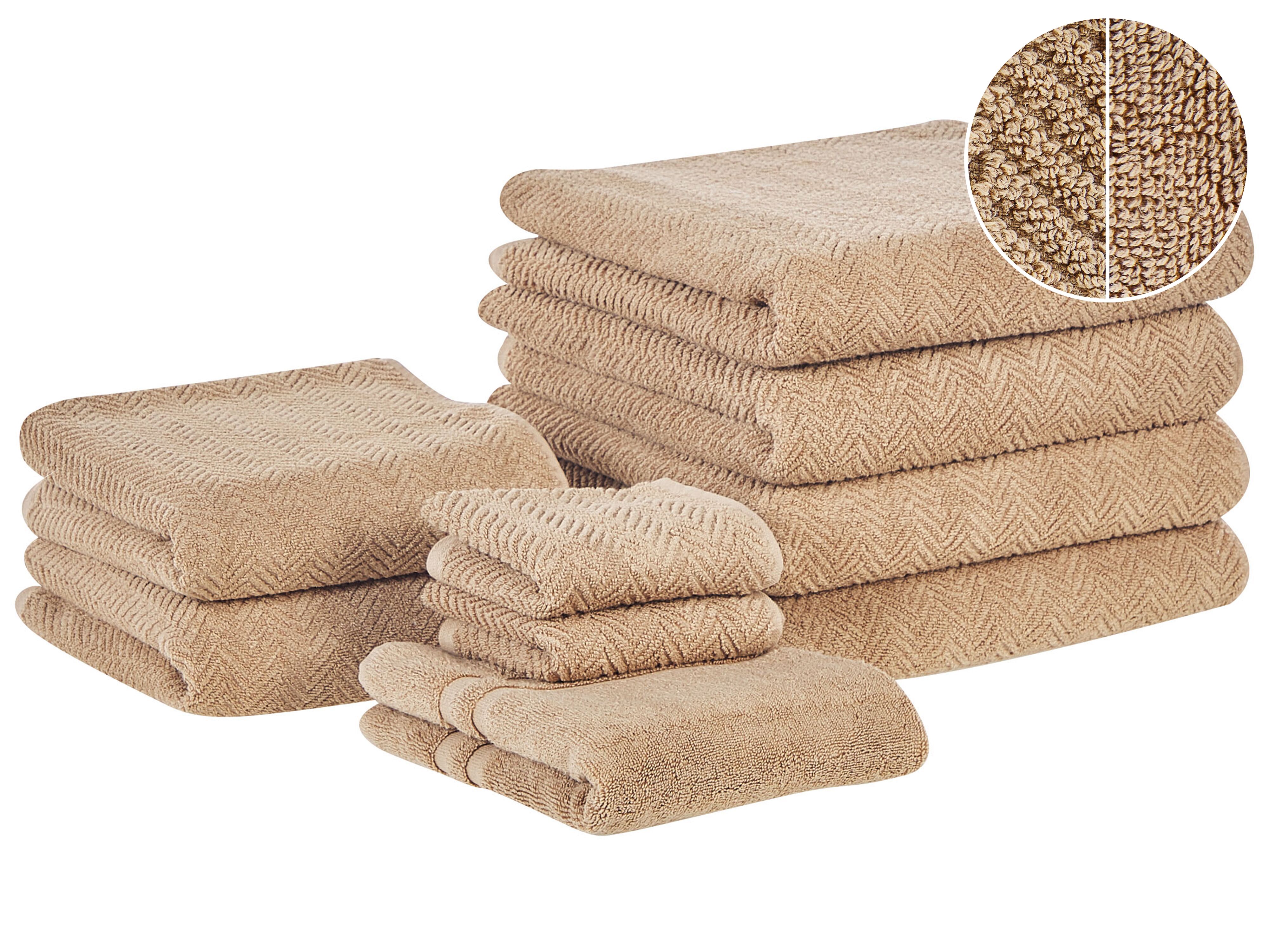 Set of 9 Towels MITIARO Terry Cotton Sand Beige