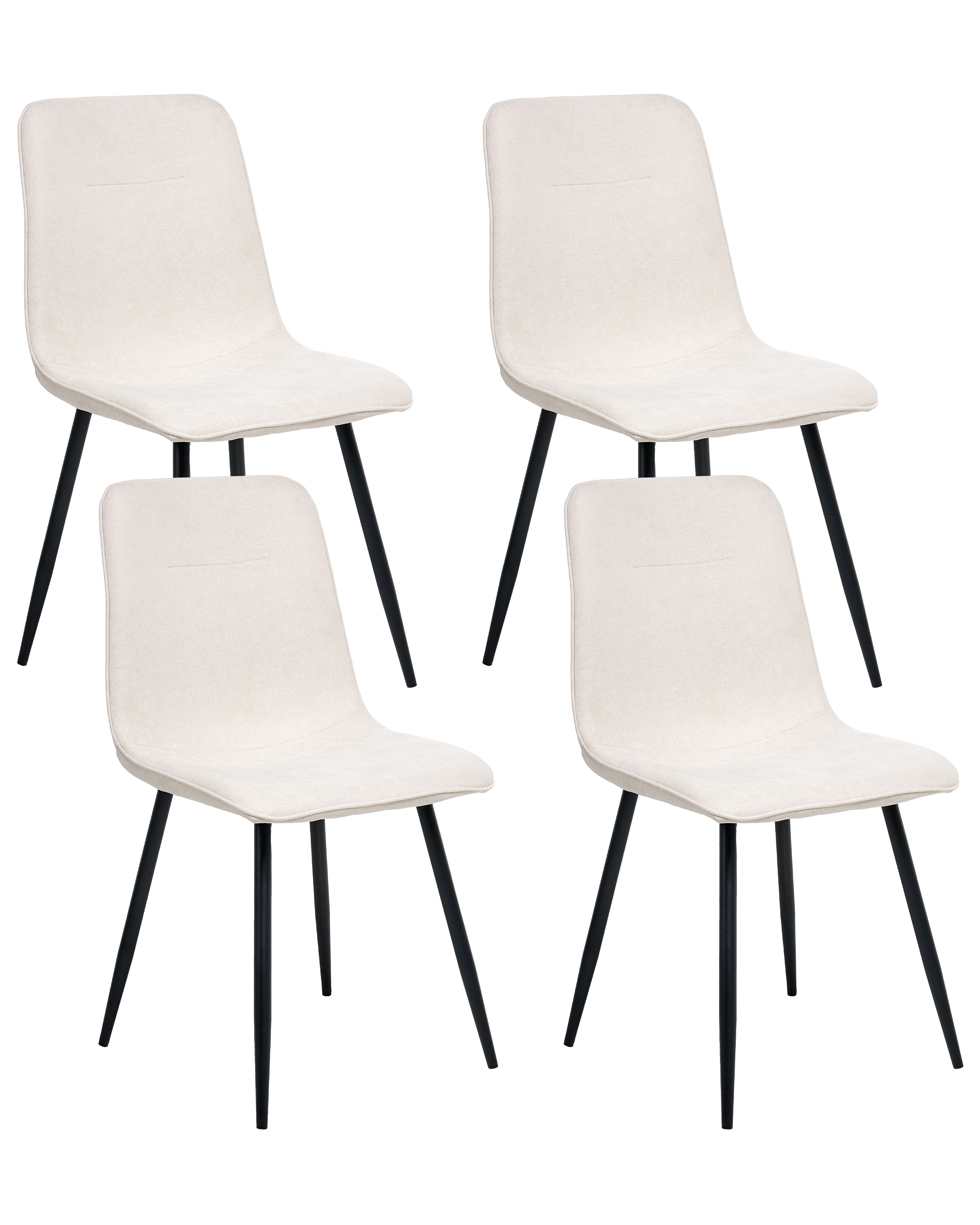 Set of 4 Dining Chairs TUSCOLA Fabric Light Beige