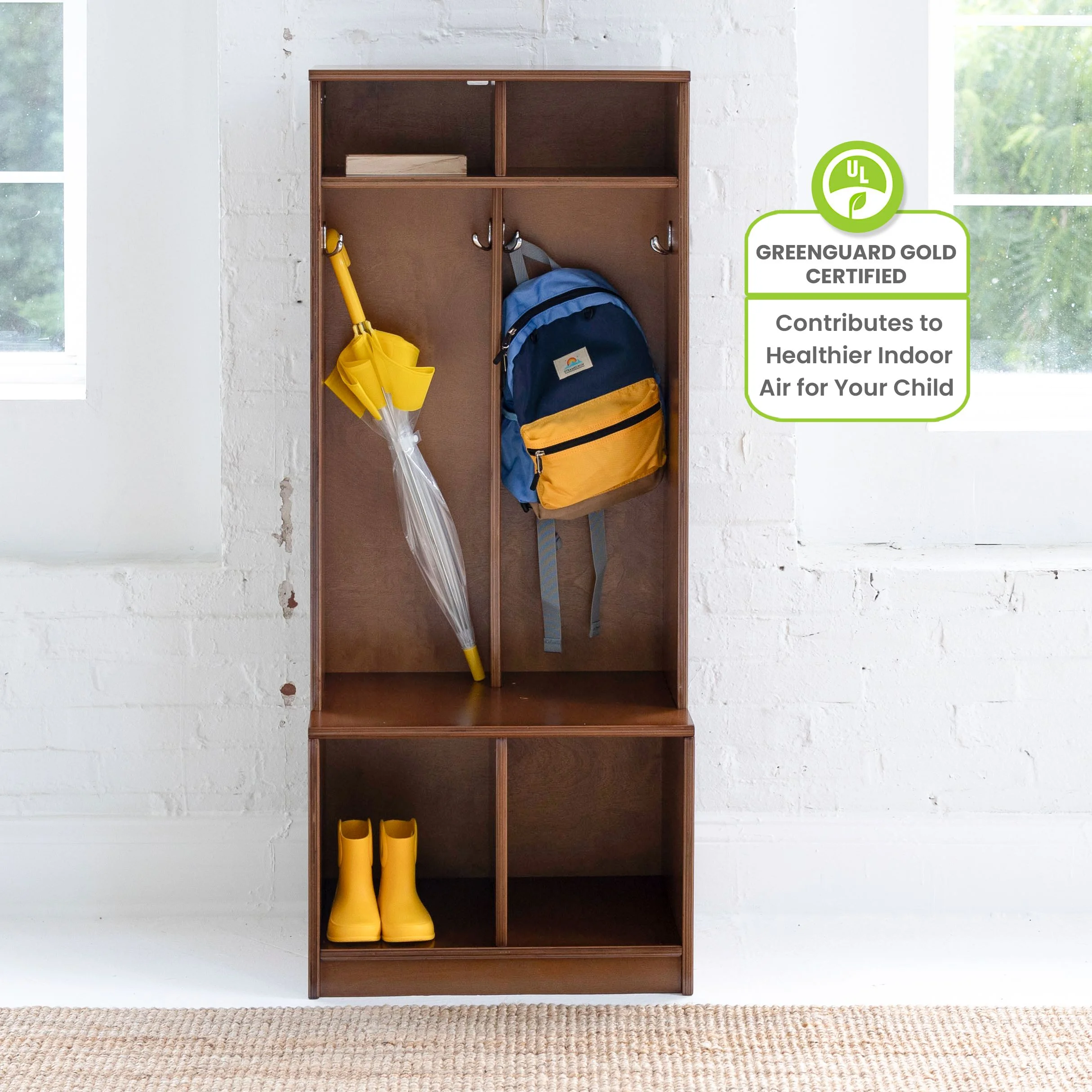 Little Partners Locker Cabinet Cubby Organizer, Learn 'N Store Wooden Classroom Cubbies Compartment Lockers for Storage of Toddlers and Kids Coats, Equipment, Backpacks - Espresso - Image 4