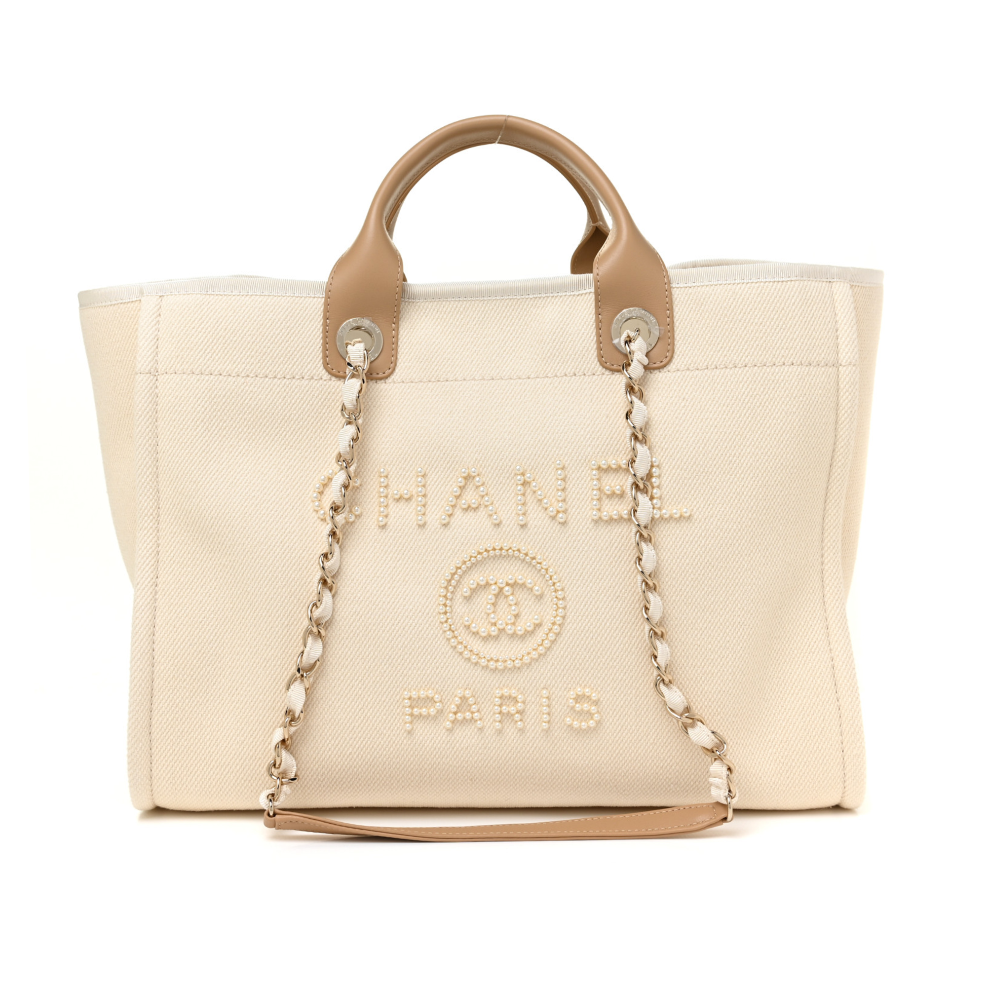 Chanel Deauville Shopping Small Tote 35Cm Mixed Fabric Calfskin White1:1High-quality replica
