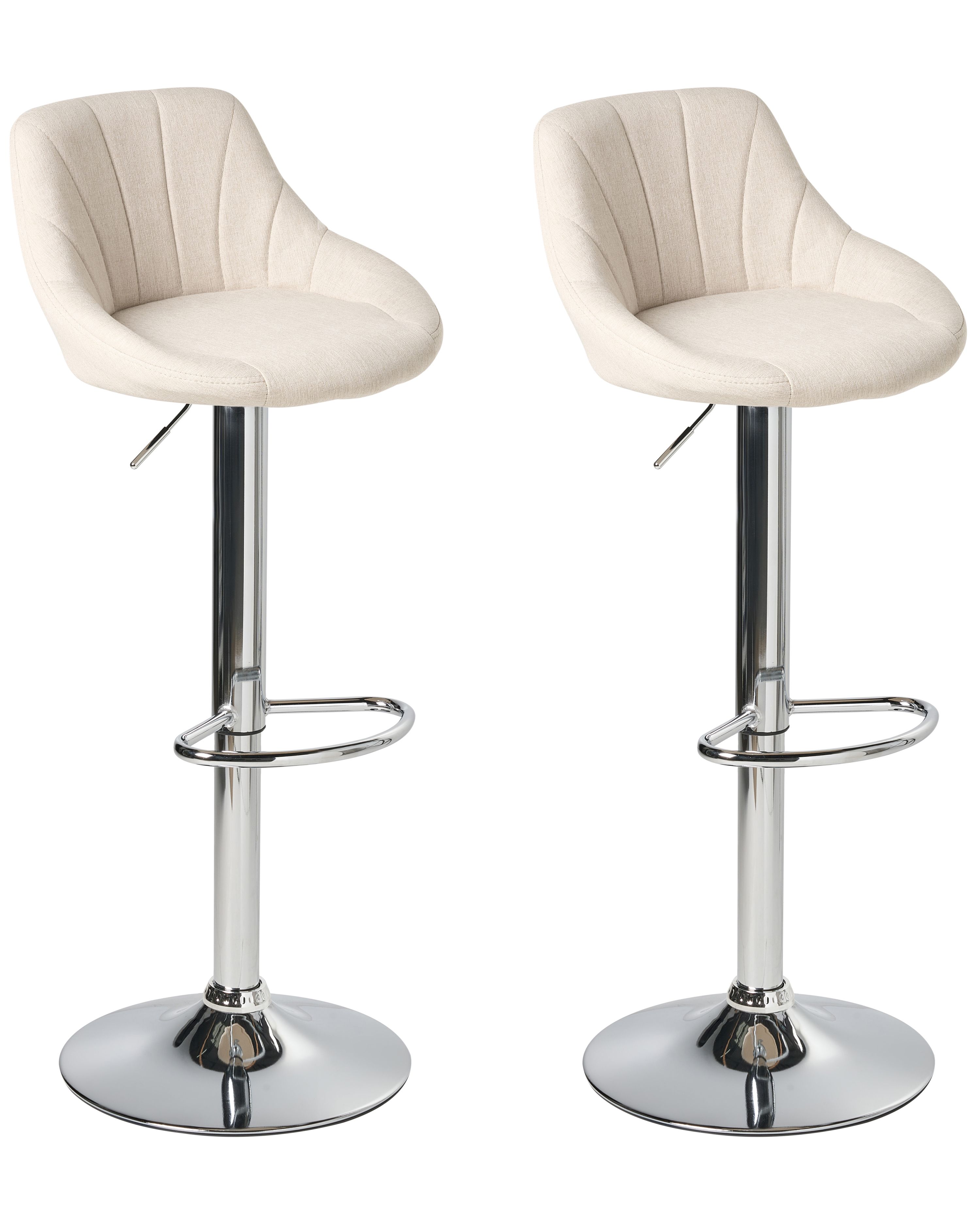 Set of 2 Bar Stools LUCCA Fabric Swivel Light Beige