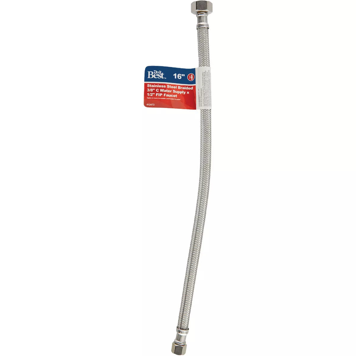 Do it Best 3/8 In. C X 1/2 In. F X 16 In. L. Braided Stainless Steel Faucet Supply Line