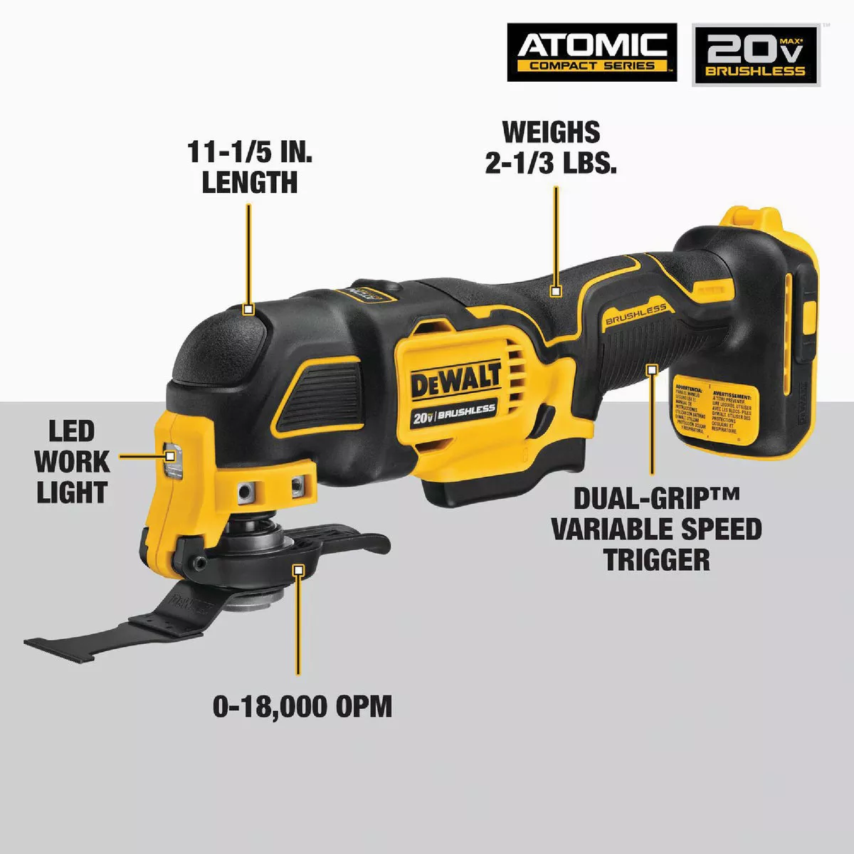 DEWALT ATOMIC 20V MAX Brushless Cordless Oscillating Tool (Tool Only)